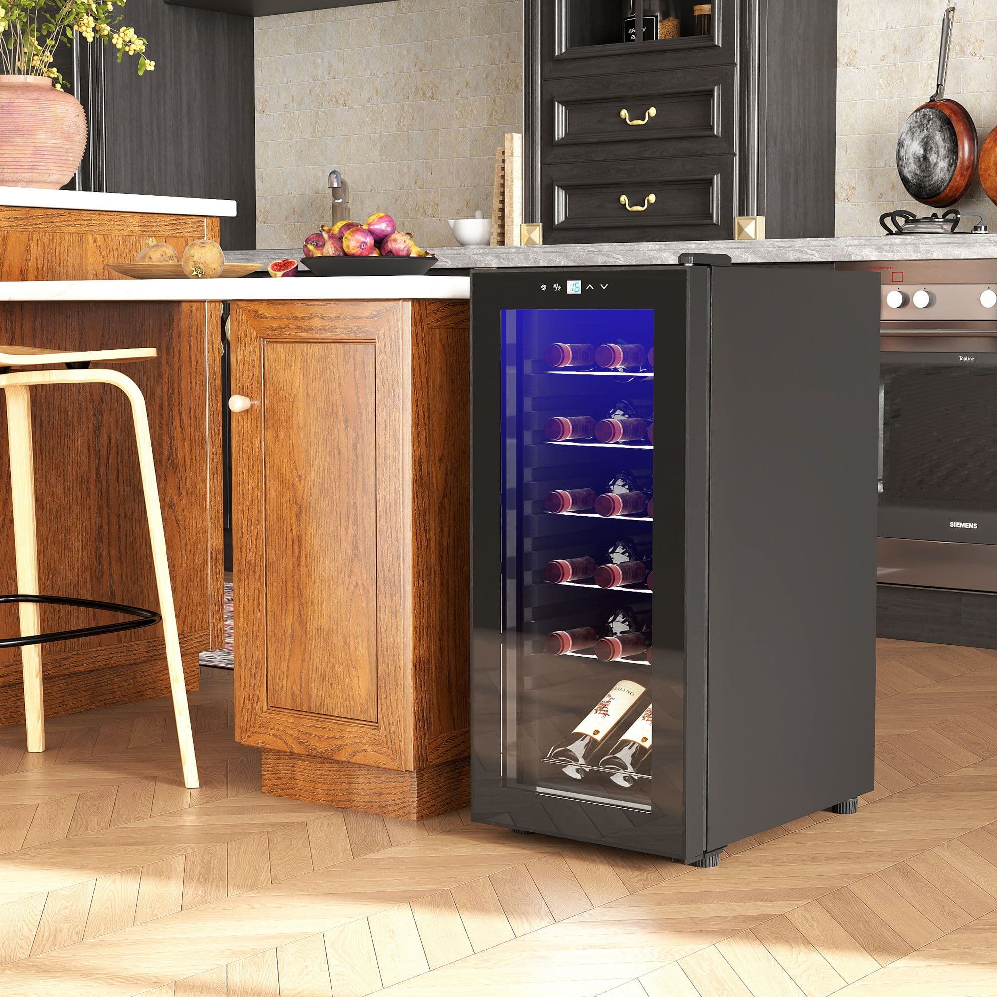 50L Freestanding Wine Fridge with Temperature Control LED Light