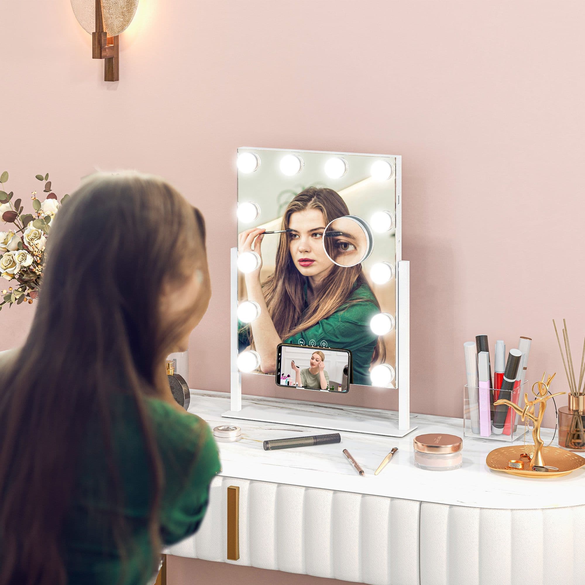 Hollywood Vanity Mirror with Dimmable 3 Colour LED Magnifier USB Port