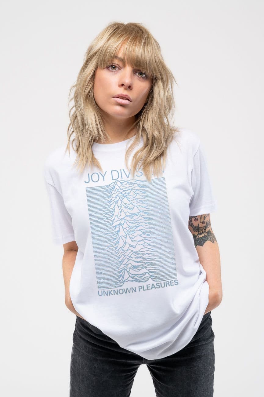 Joy Division Women's Unknown Pleasures Skinny Fit T-Shirt in White | Size: XL