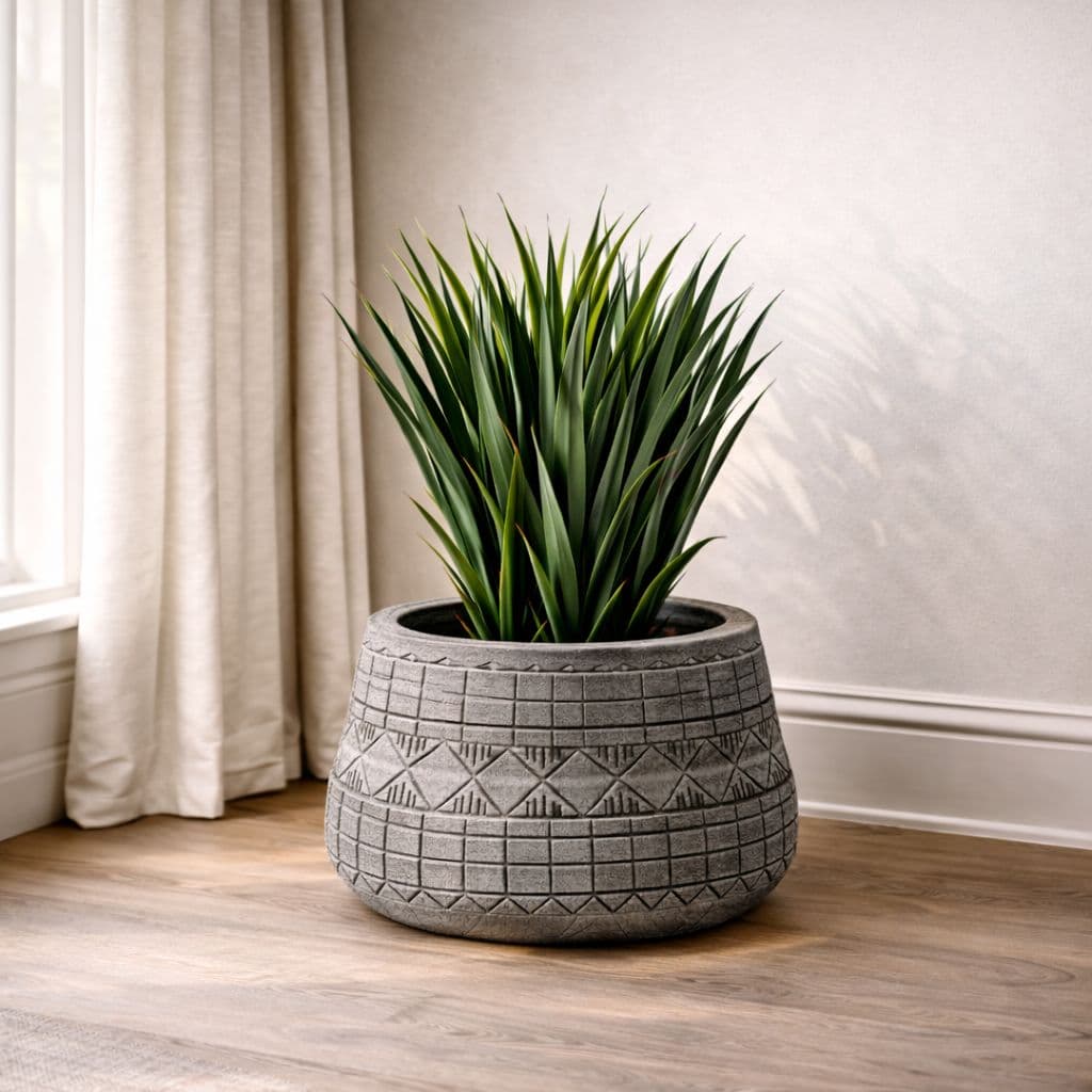 Large Planters Plant Pots Large Grey Gliese Embossed Planter 22cm x 37cm Botanik