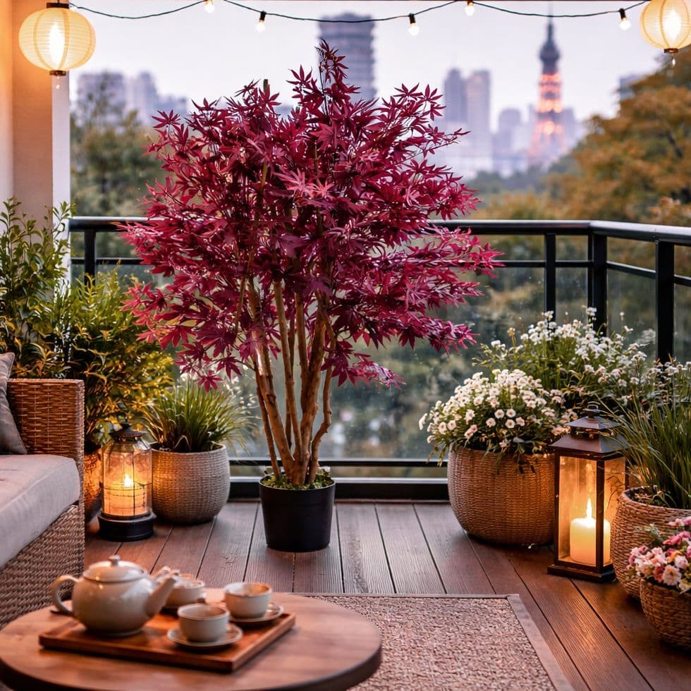 Artificial Red Maple Tree 120cm  - Realistic plant by Botanik