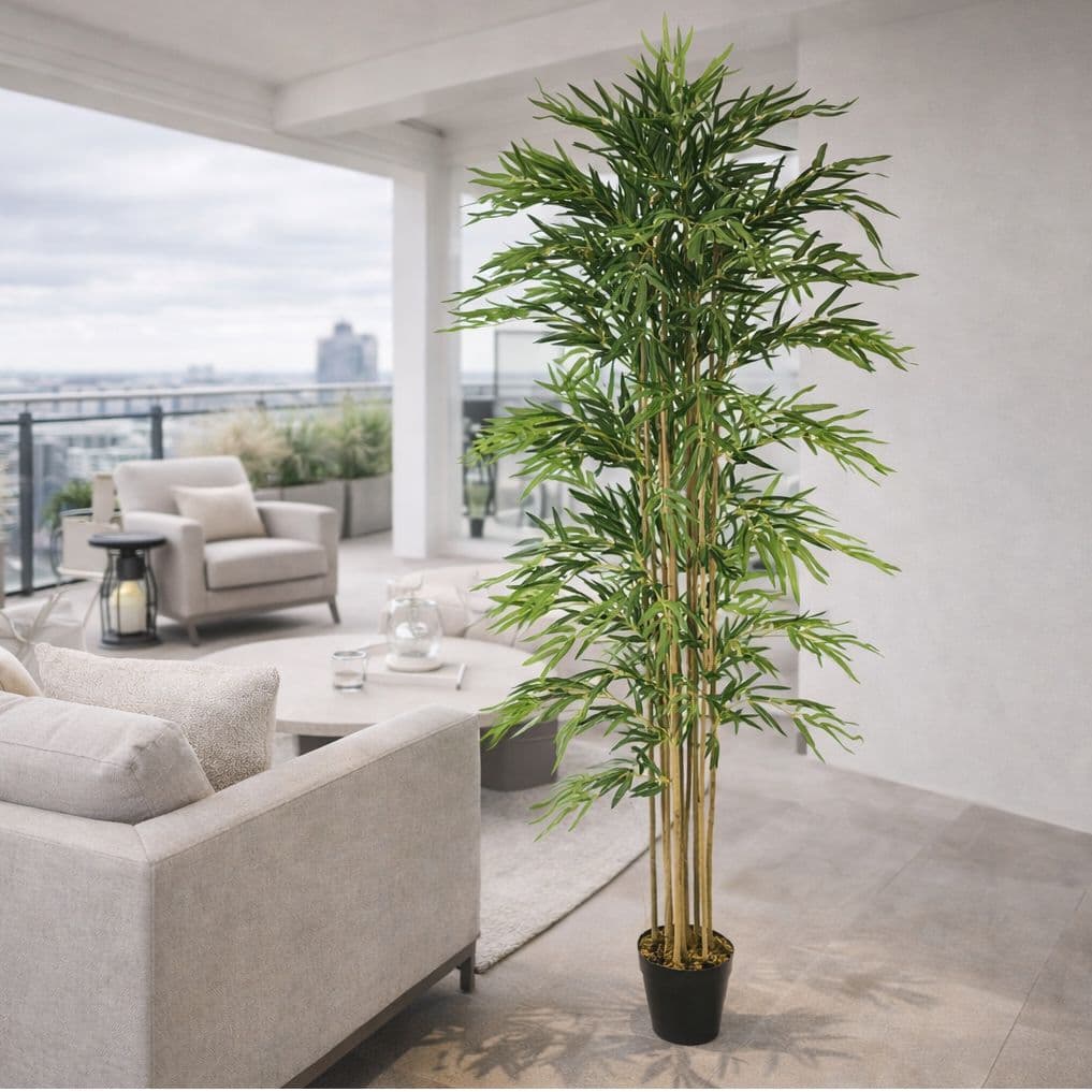 Artificial Bamboo Plants Trees Wood Trunk 180cm 6ft Realistic Natural Botanik