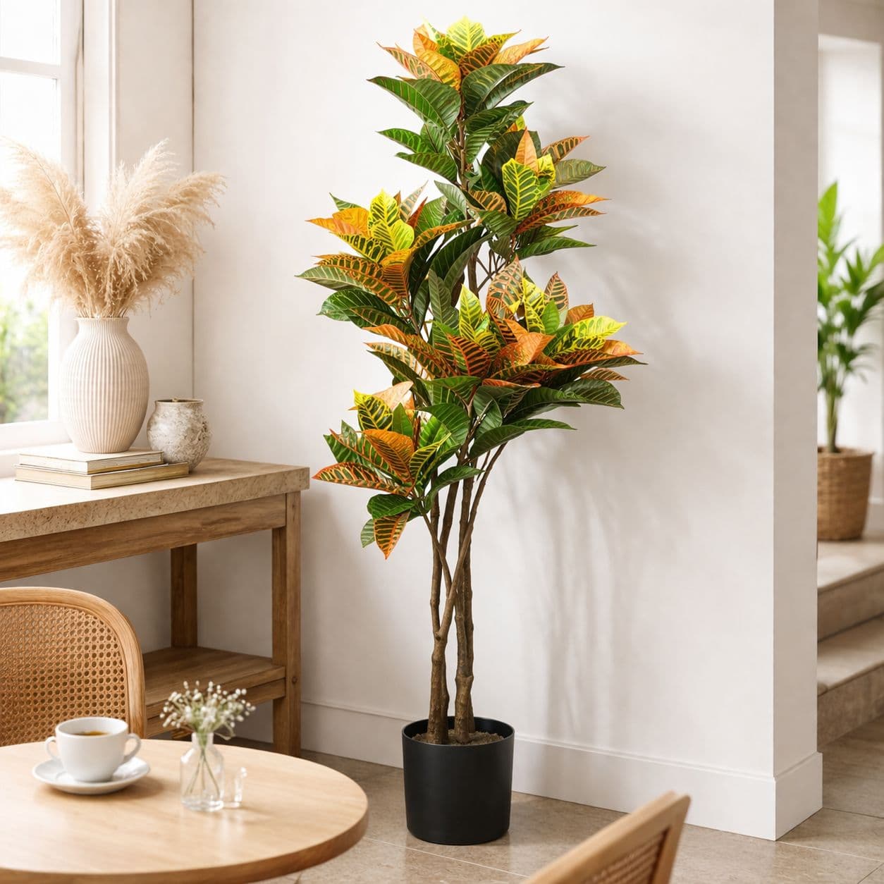 Artificial Tree Orange Yellow Codiaeum Tropical Large Botanik