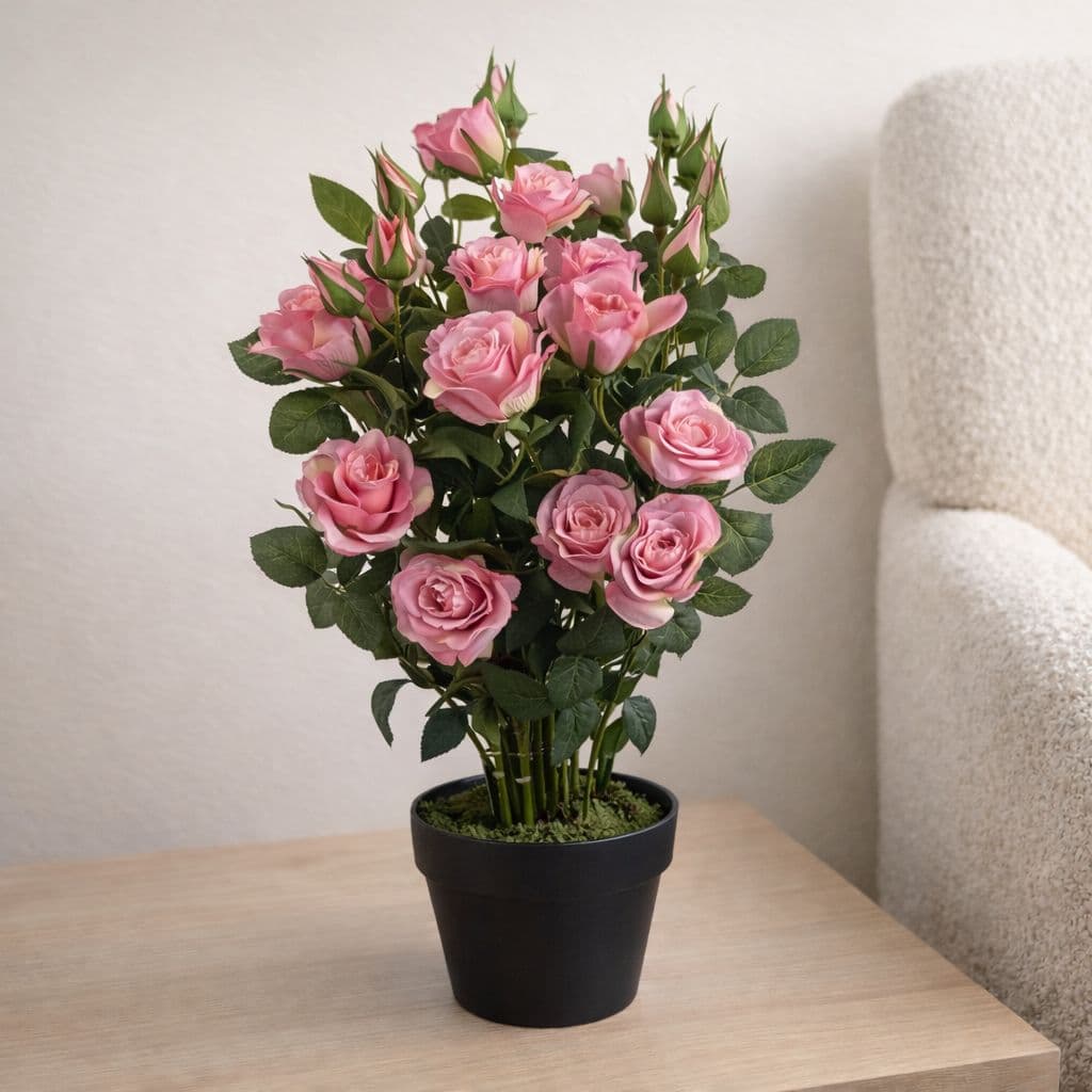 Artificial Pink Luxury Realistic Rose Bush