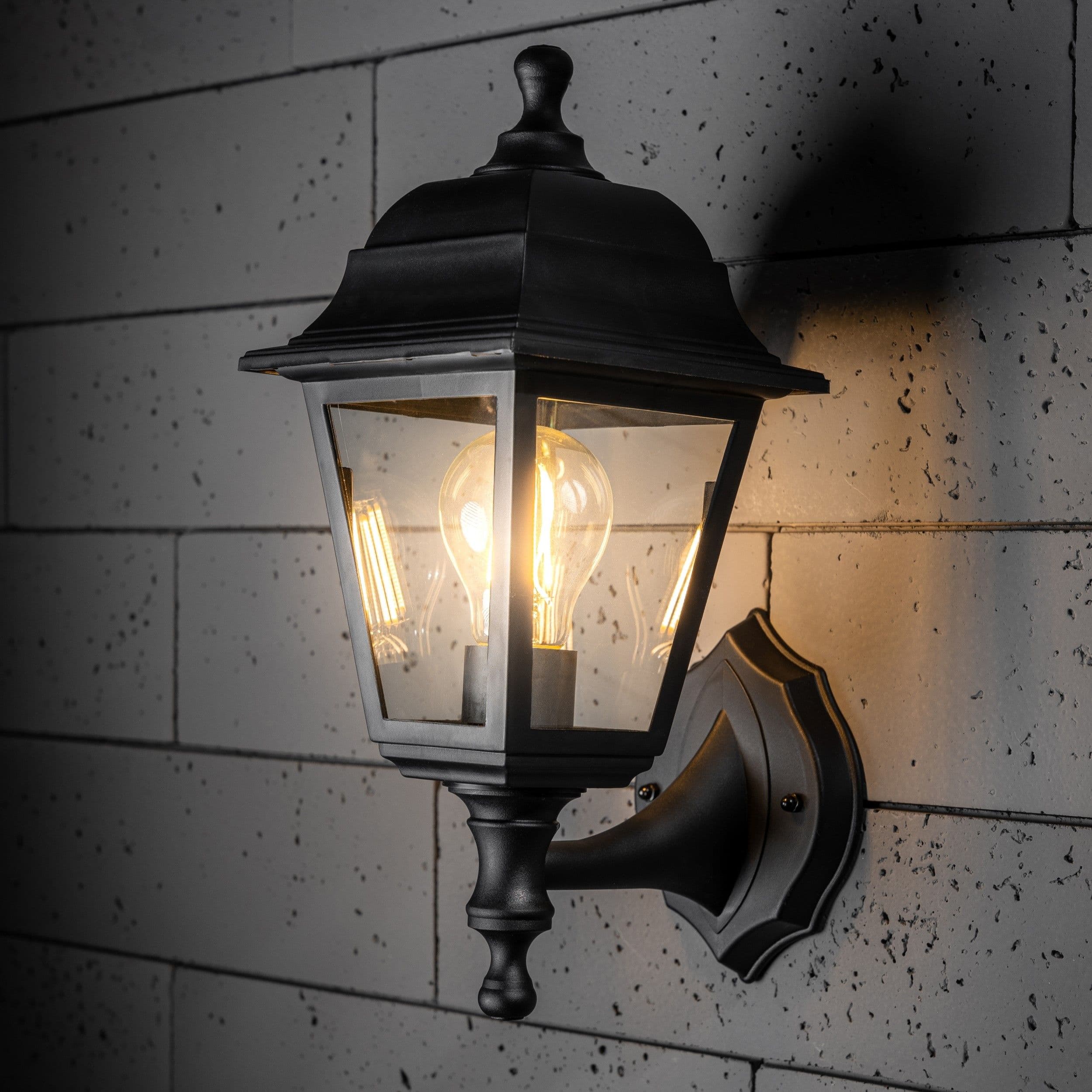 Dahila Black Outdoor Wall Lantern Vintage Wall Light IP44 E27 Standard Screw Polycarbonate