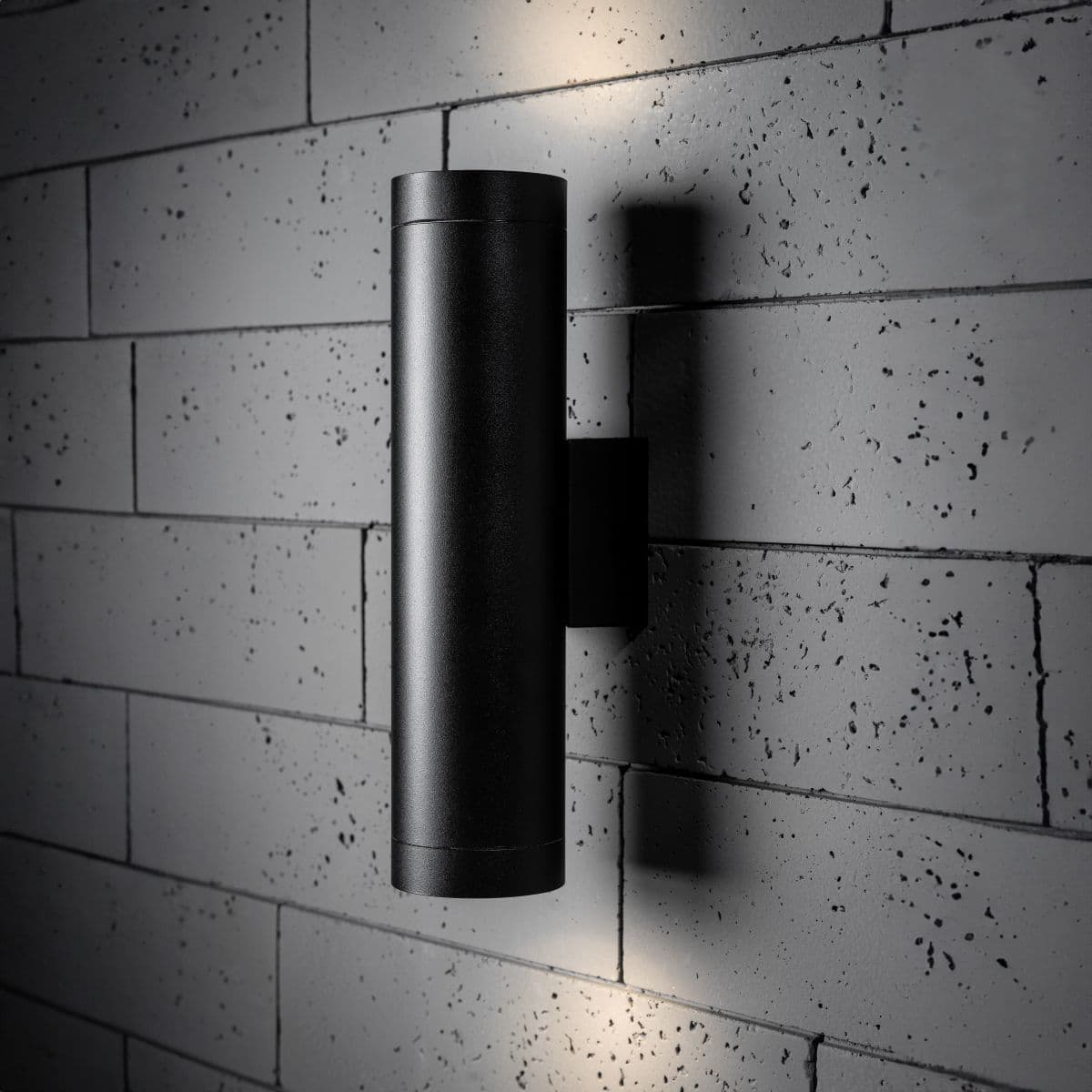'Lucas' Black Extra Long GU10 Double Up and Down Outdoor Wall Light Spotlight IP44 Aluminium