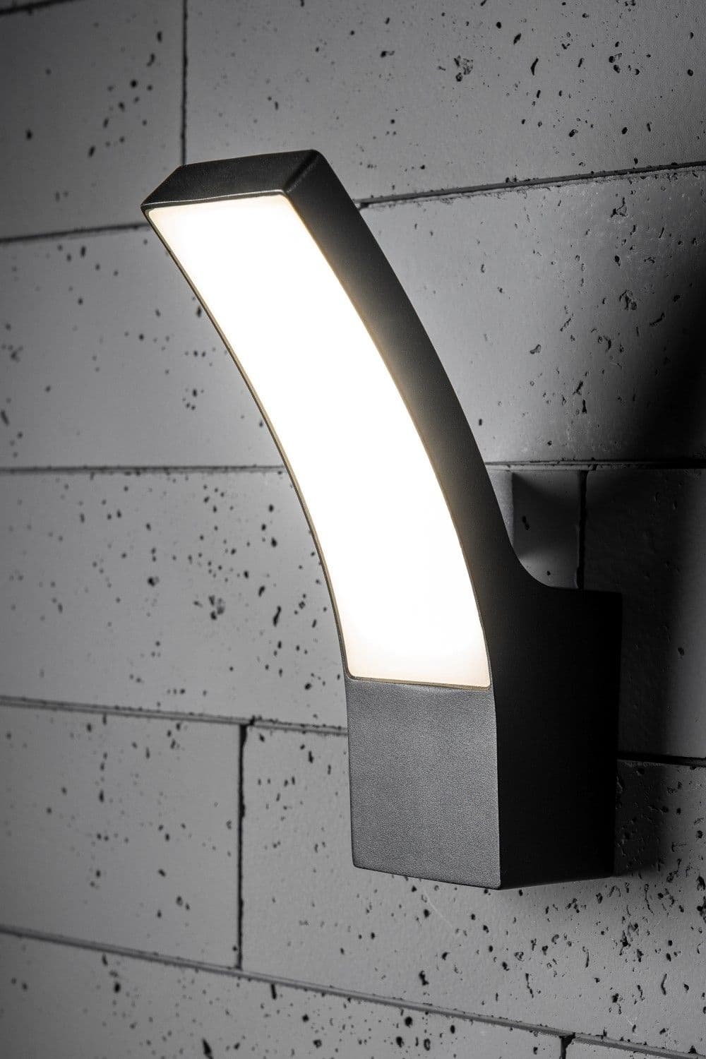 'Millie' Black Curved LED Wall Light Diecast Aluminium Opal Diffuser 4000k IP54