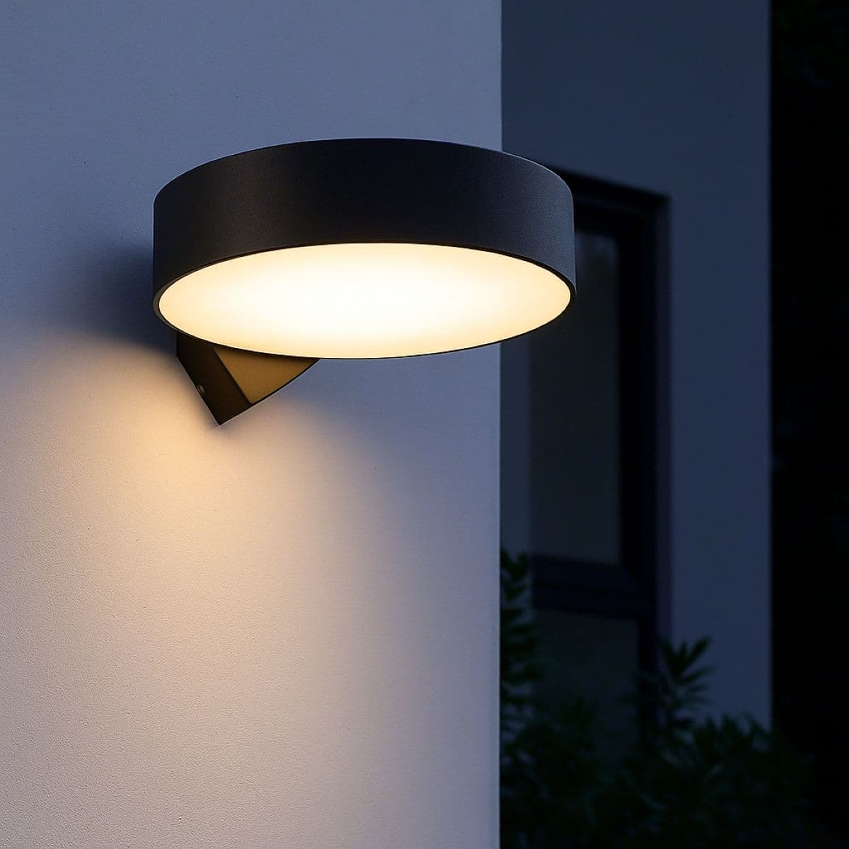 Darcy Black Adjustable Round LED Outdoor Wall Light 3000k Warm White IP54
