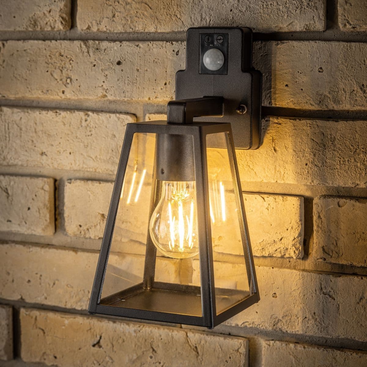 'Callie' Black Outdoor Wall Light with PIR Motion Sensor