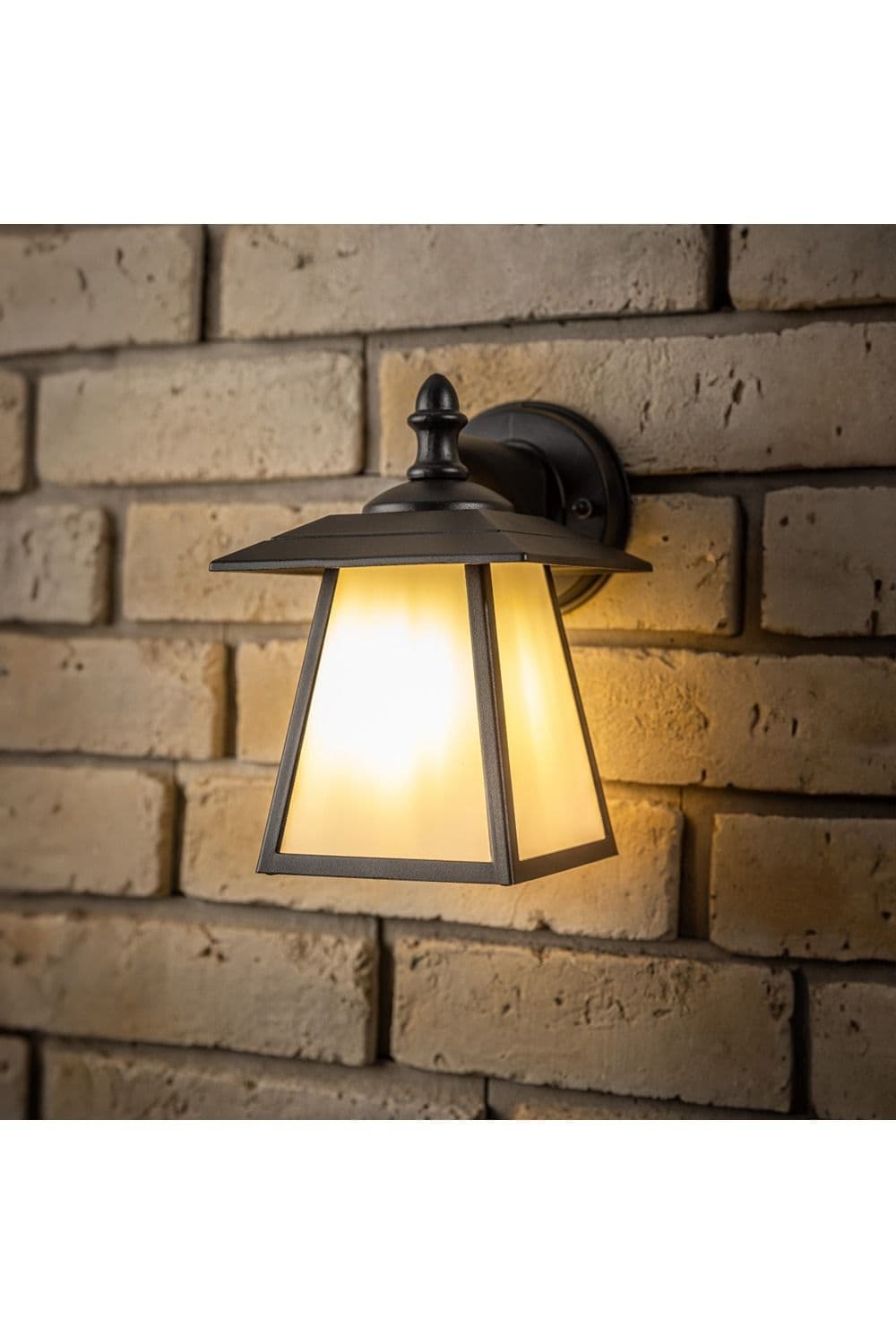 'Celine' Black Outdoor Wall Light Vintage Opal Diffuser E27 Standard Screw IP44