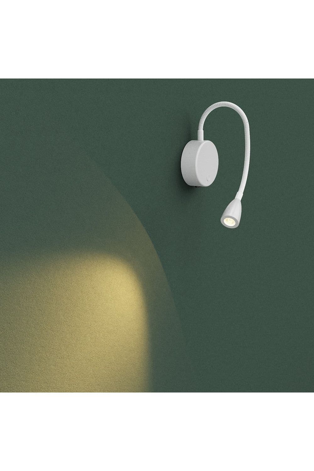 CGC Lighting 'Matilda'  White Adjustable Flexible Neck LED Rechargeable Magnetic USB Reading Bedside Wall Light