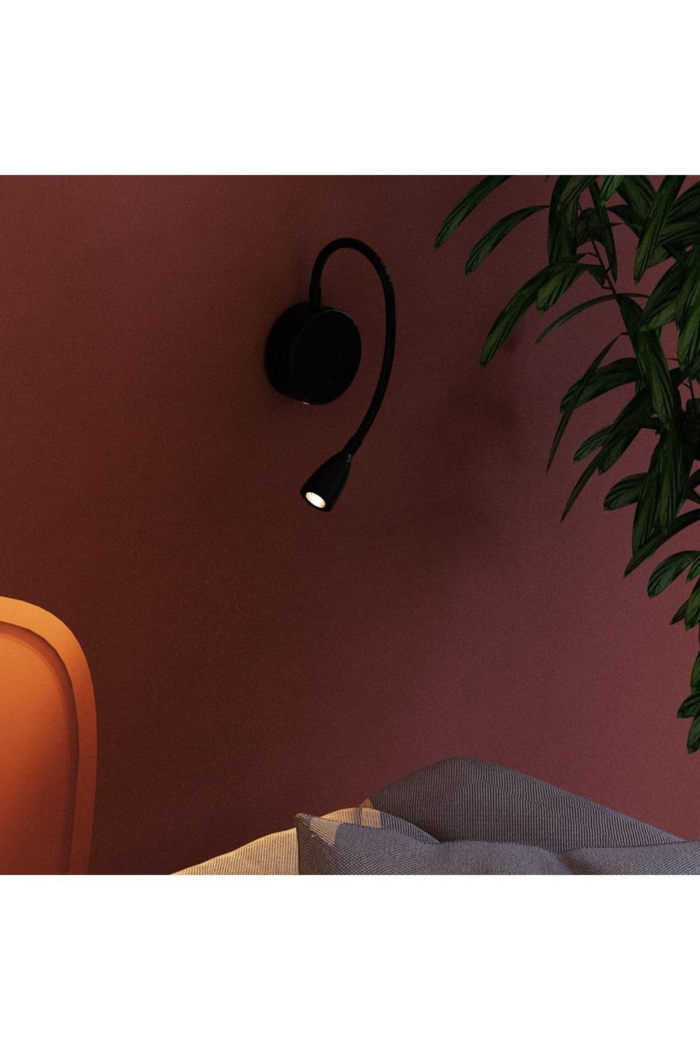 CGC Lighting 'Matilda' Black Adjustable Flexible Neck LED Rechargeable Magnetic USB Reading Bedside Wall Light