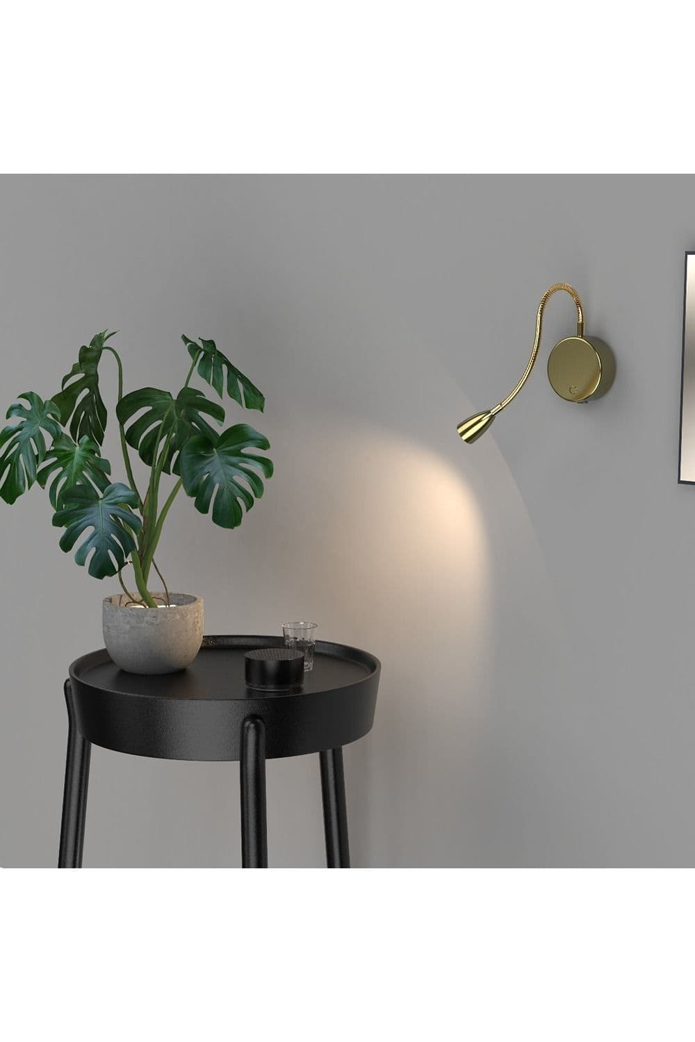 CGC Lighting 'Matilda' Satin Gold Adjustable Flexible Neck LED Rechargeable Magnetic USB Reading Bedside Wall Light