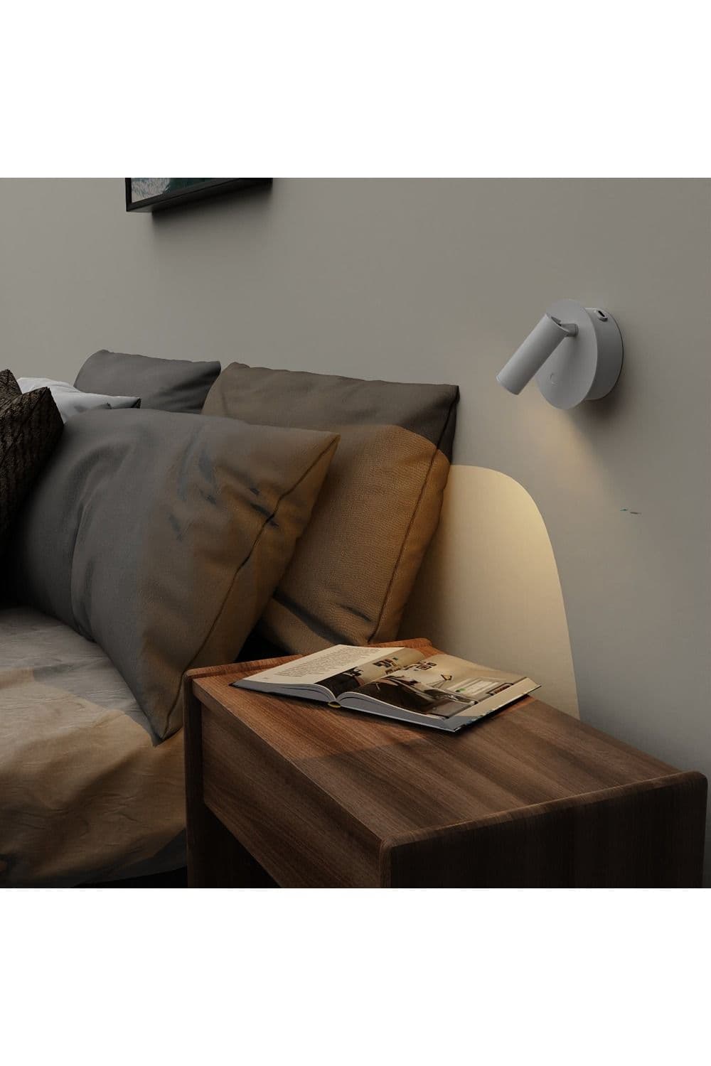 CGC Lighting 'Scarlet' White Adjustable Head LED Rechargeable Magnetic USB Reading Bedside Wall Light