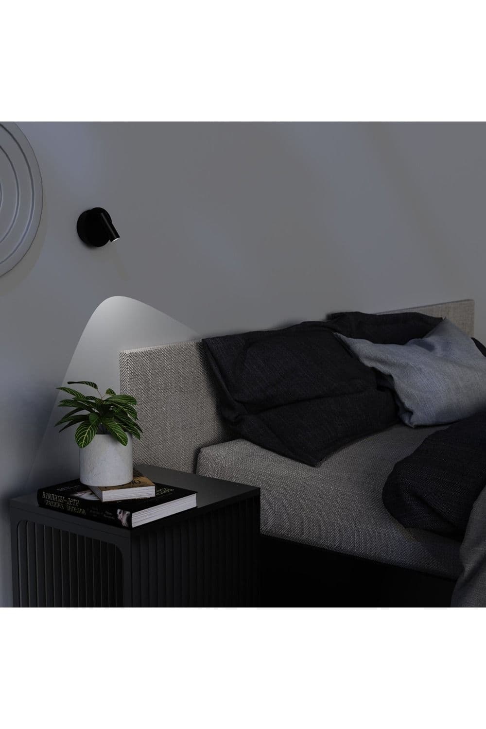 CGC Lighting 'Scarlet' Black Adjustable Head LED Rechargeable Magnetic USB Reading Bedside Wall Light