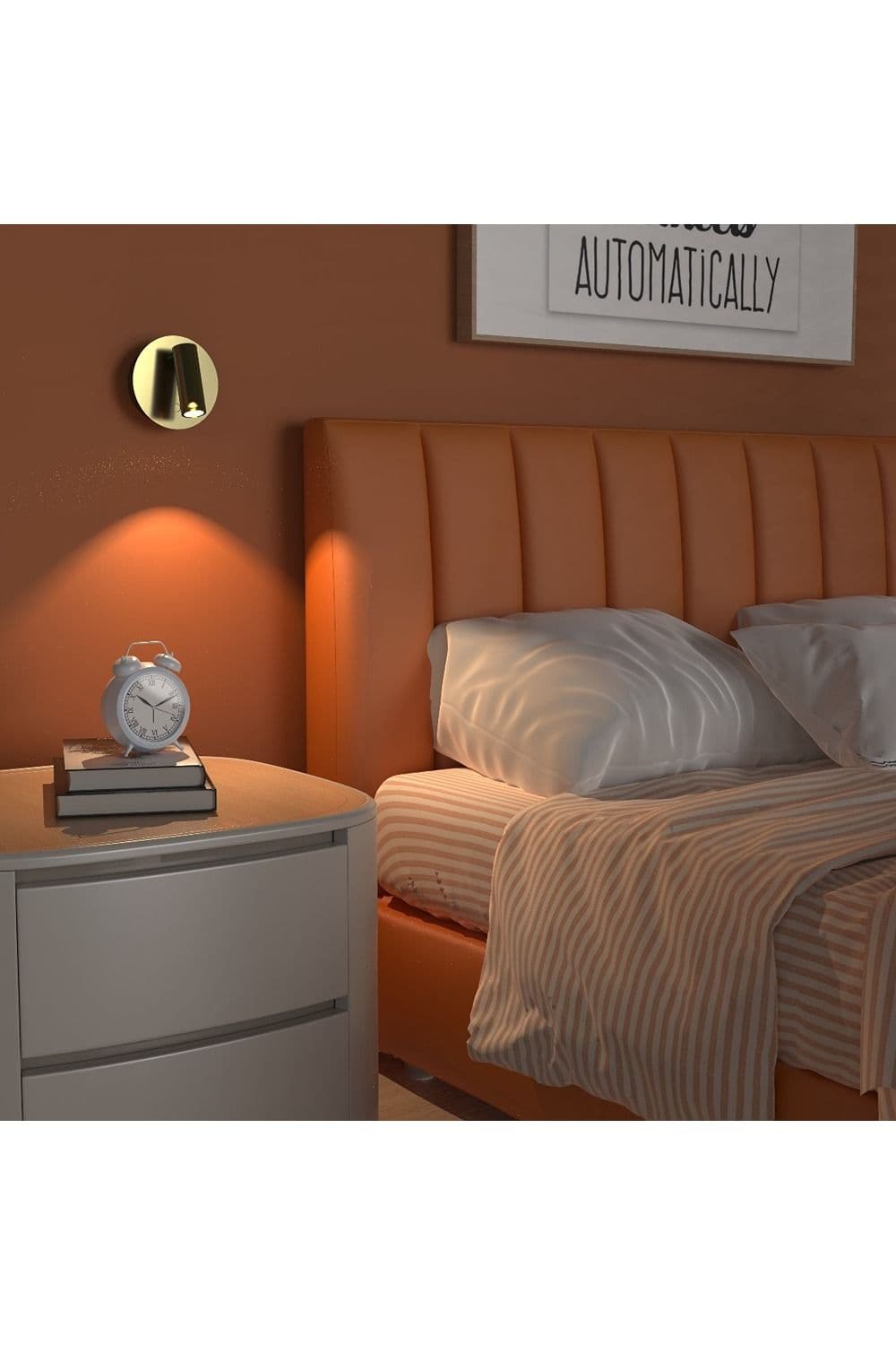 CGC Lighting 'Scarlet' Satin Gold Adjustable Head LED Rechargeable Magnetic USB Reading Bedside Wall Light