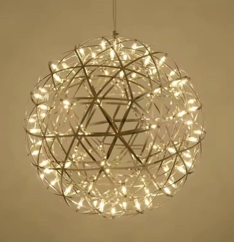 'Fawkes' Natural White Chrome 100cm XXXL Large Silver Firework / Starburst LED Pendant Light Chandelier