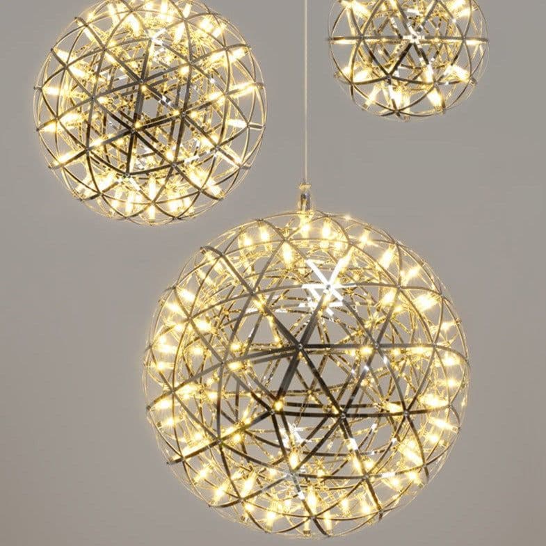 'Fawkes' Warm White Chrome Silver Firework / Starburst Chandelier 120cm