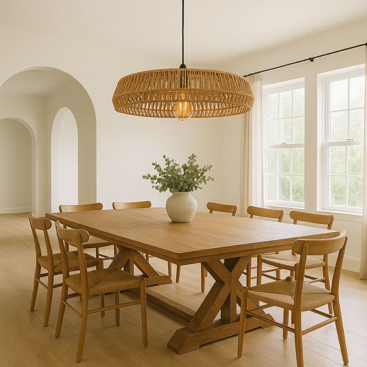 Extra Large 70cm Natural String Woven Round Easy Fit Lampshade