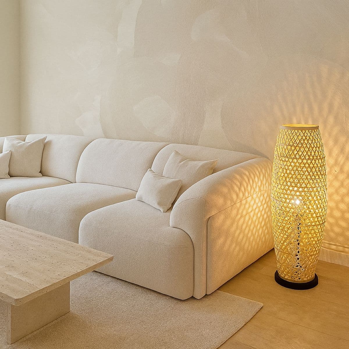 Large 83cm Natural Bamboo Floor Lamp