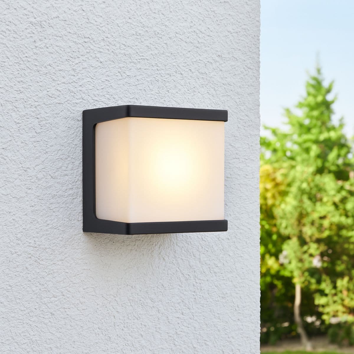 'Ayra' Black Square LED Outdoor Cube Wall Light 4000k IP54 10W 1000lm
