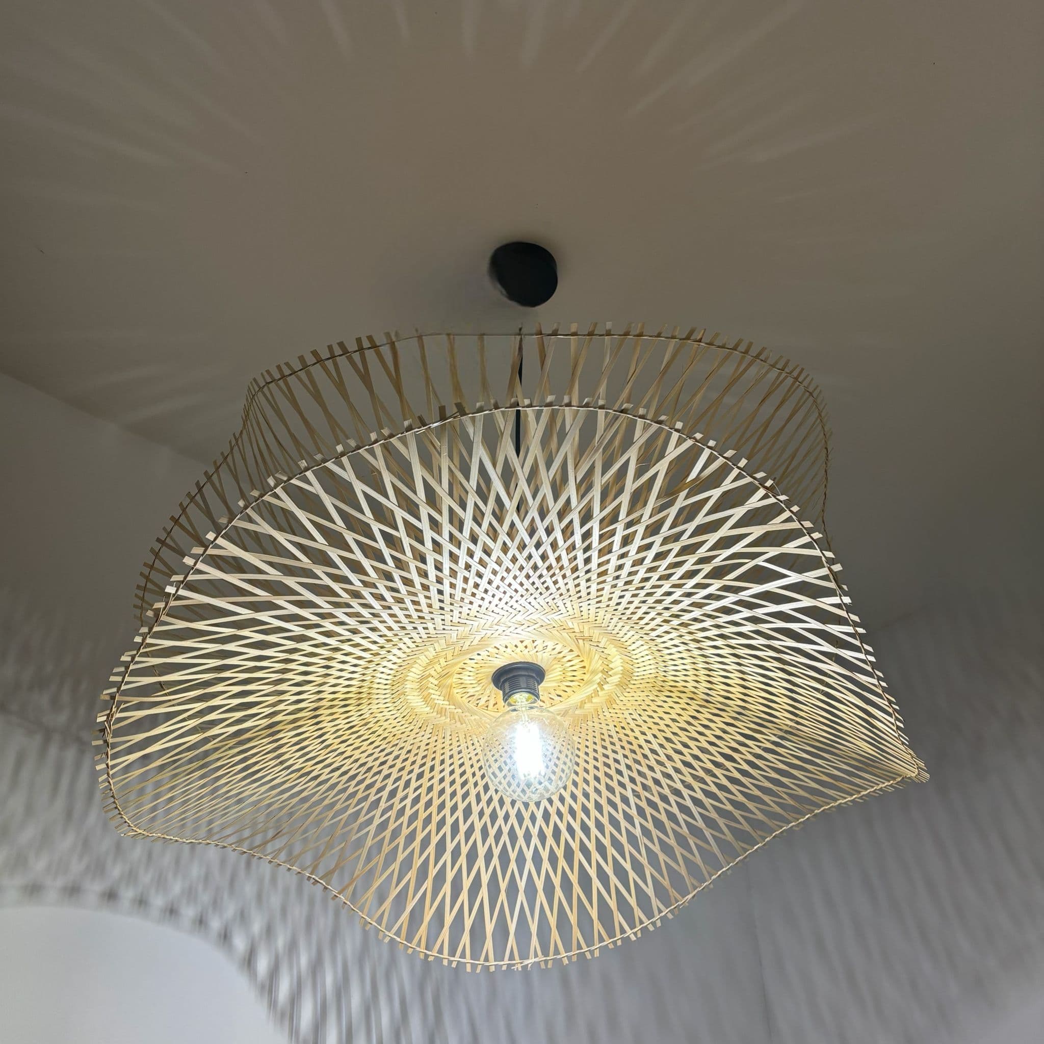 'Tulul' Duo Extra Large 80cm Natural Bamboo Wave Easy Fit Lampshade