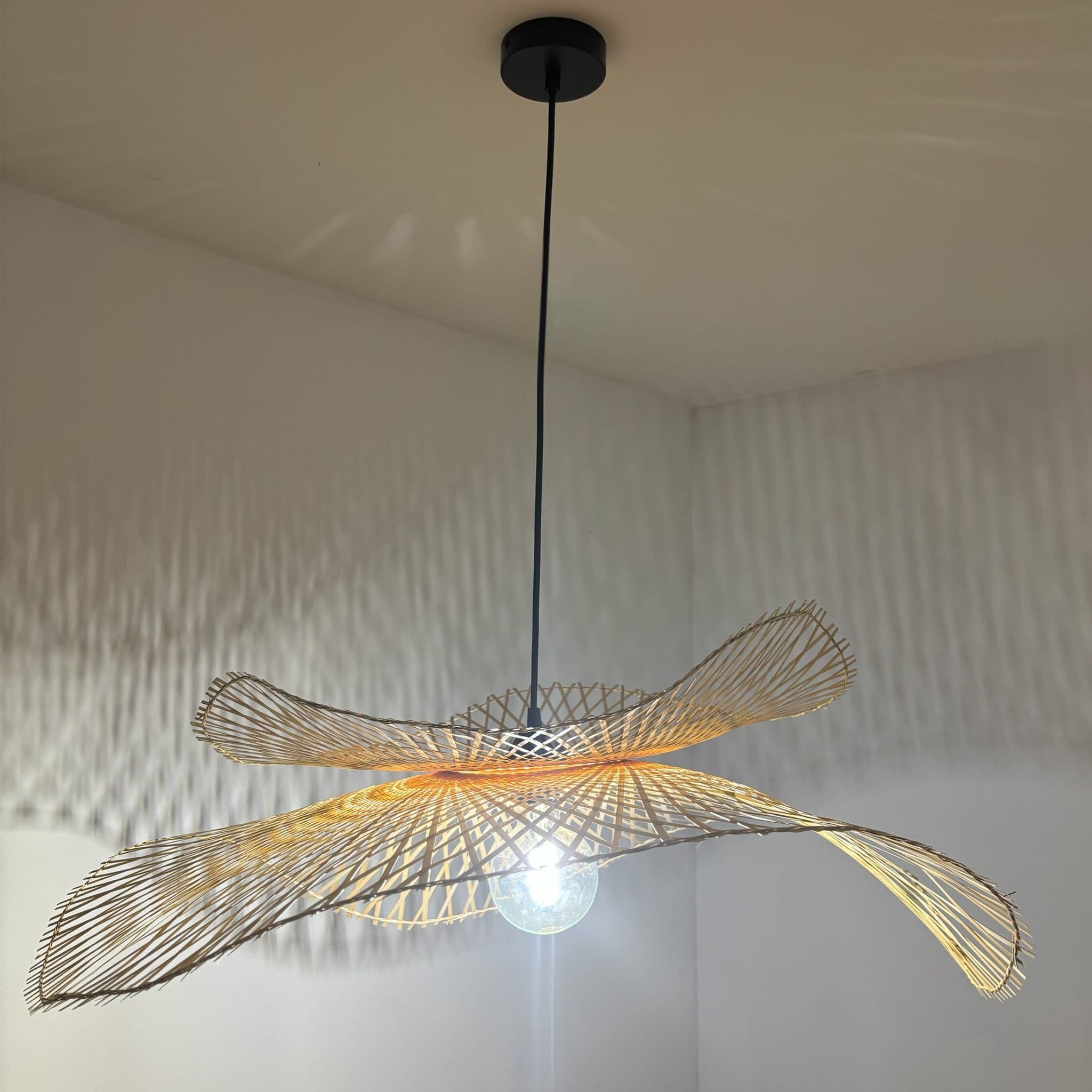 'Tulul' Duo 80cm & 56cm Natural Bamboo Wave Easy Fit Lampshade