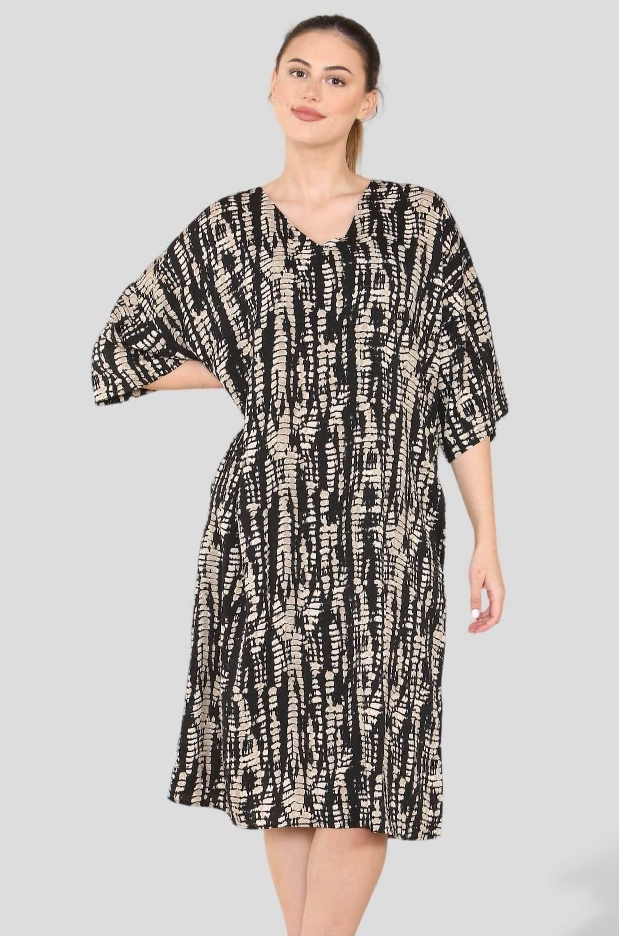 Tie Dye Chain Print Oversized Shift Midi Dress