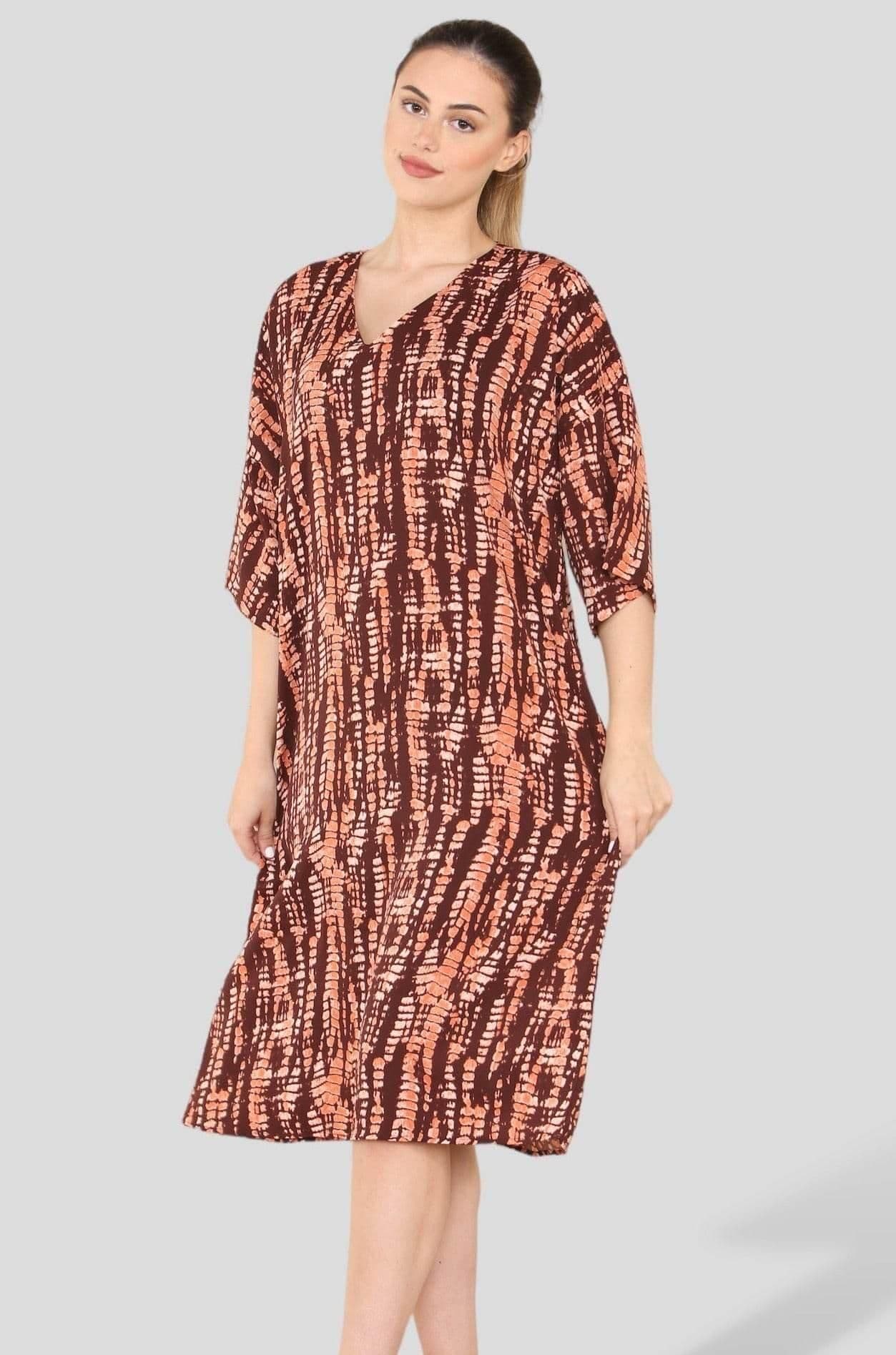 Tie Dye Chain Print Oversized Shift Midi Dress