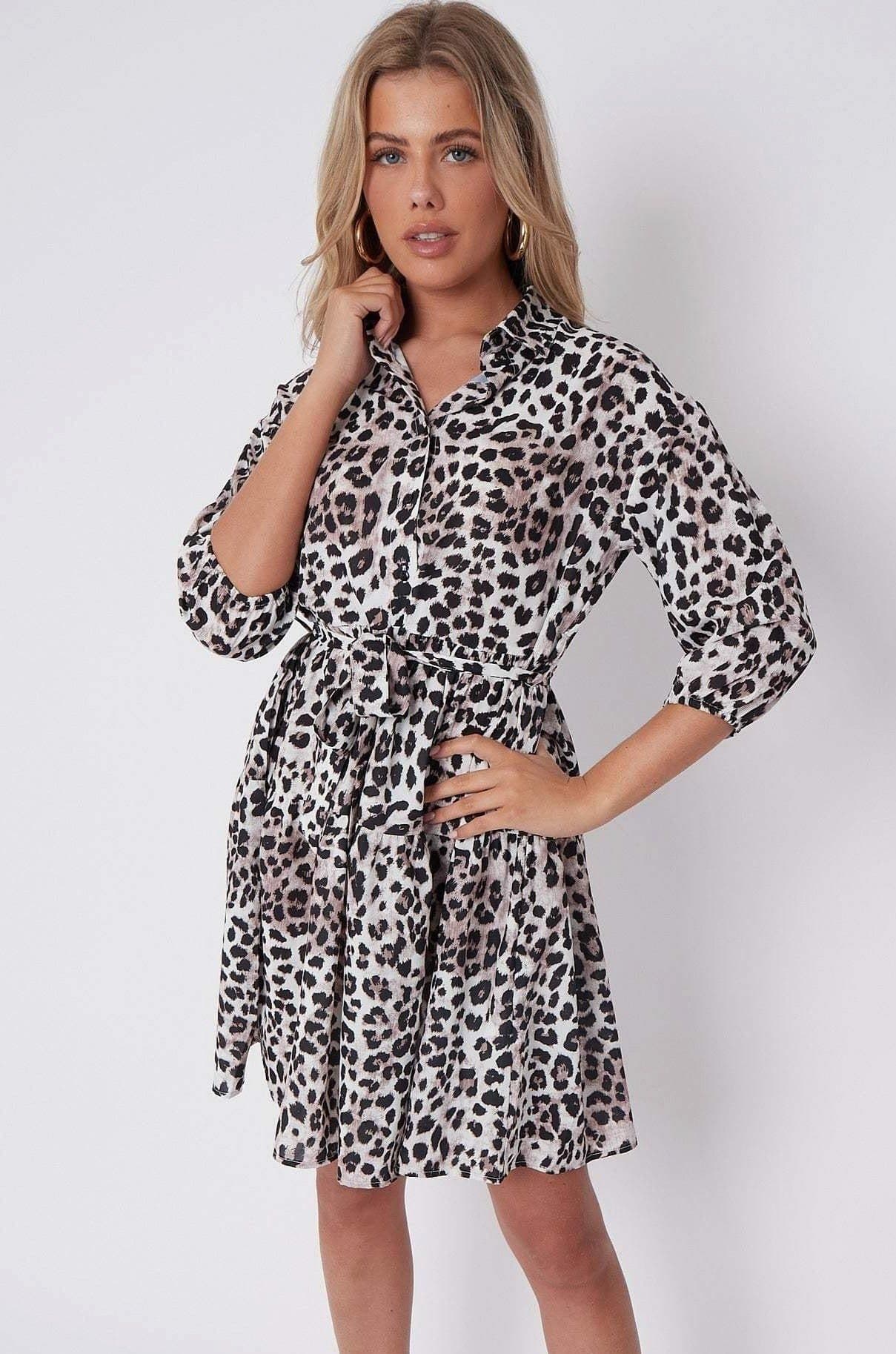 Leopard Print Oversized Smock Mini Dress