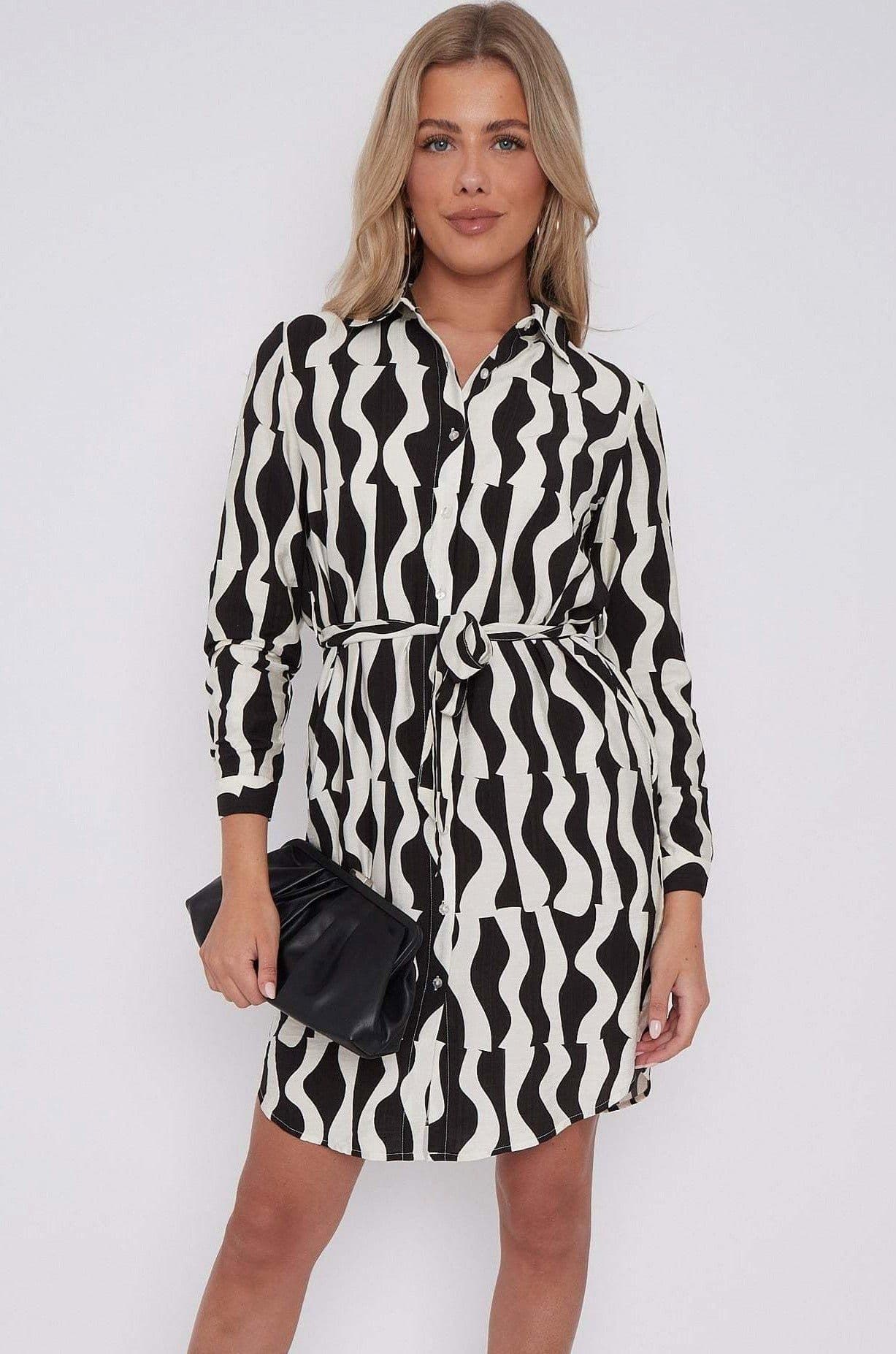Geo Pattern Print Mini Shirt Dress