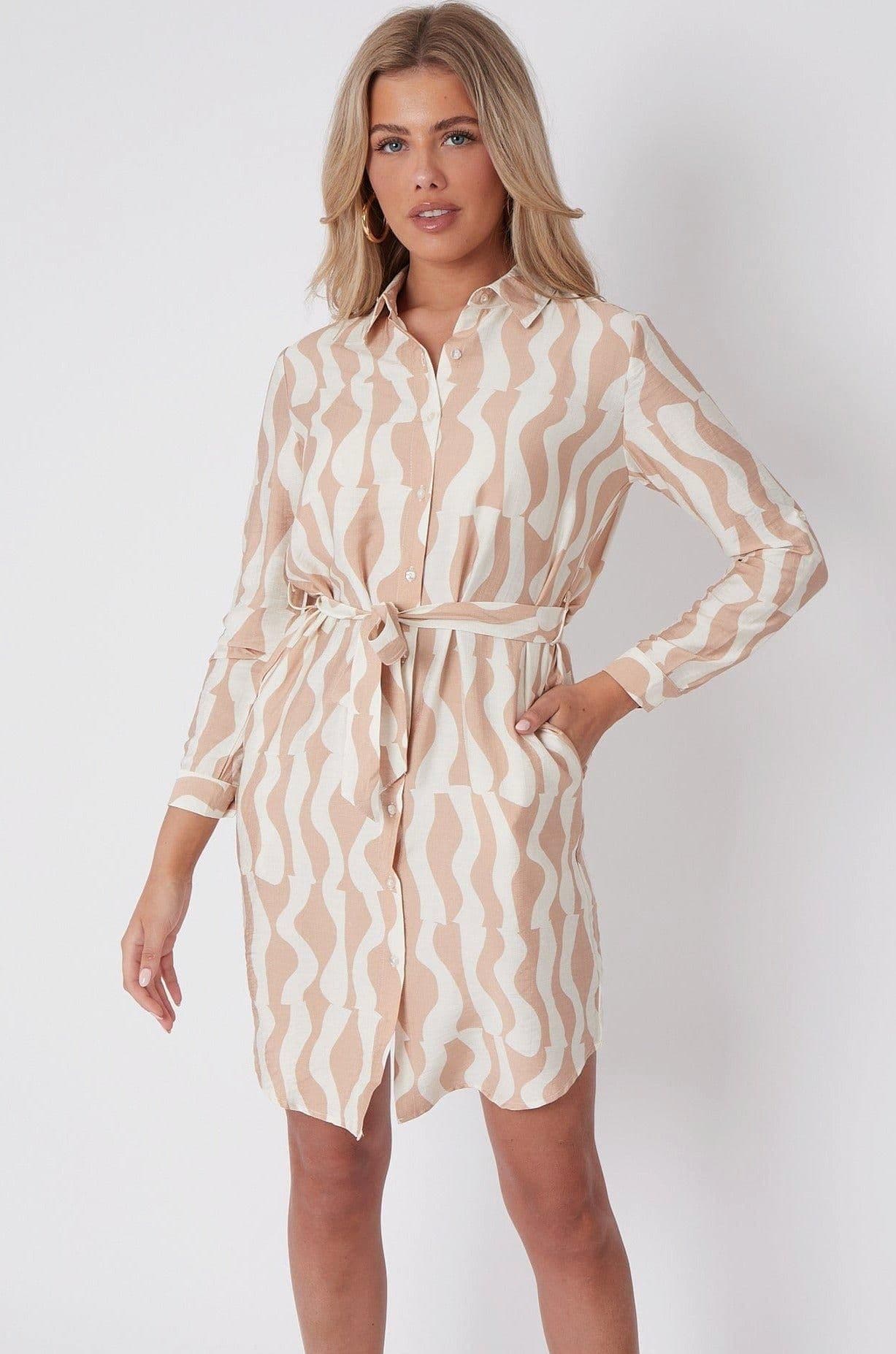 Geo Pattern Print Mini Shirt Dress