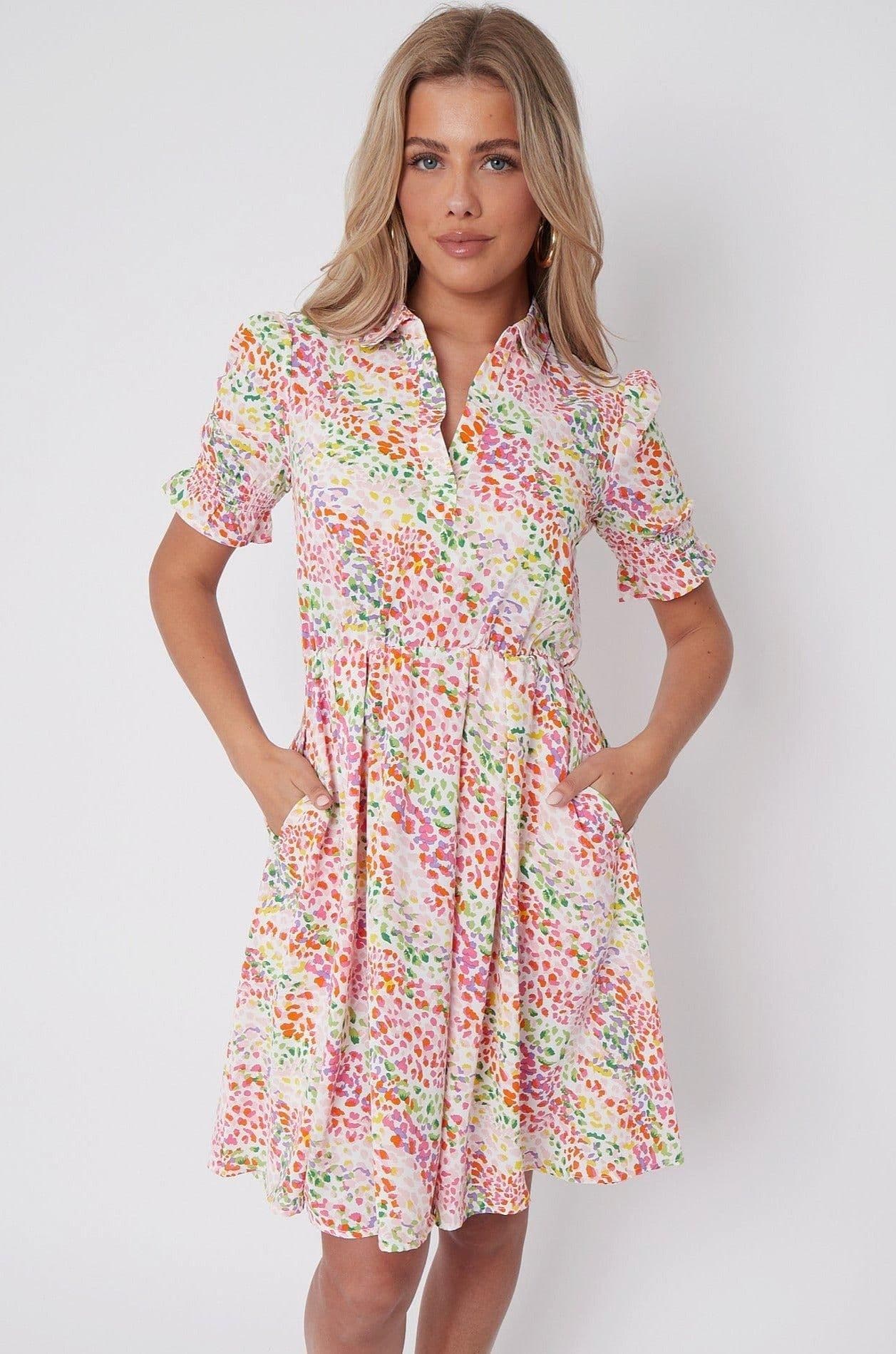 Rainbow Leopard Print Mini Dress