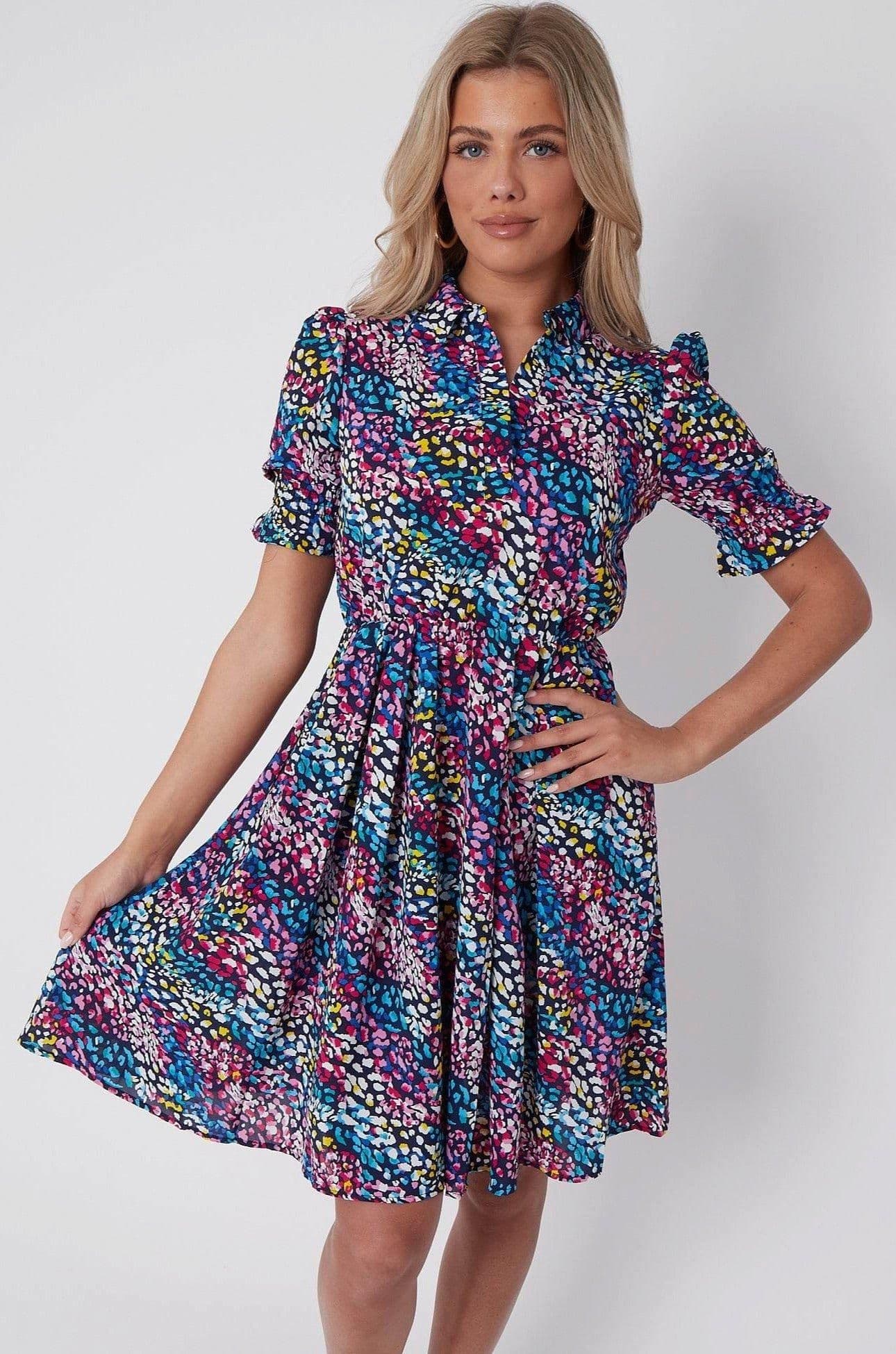 Rainbow Leopard Print Mini Dress