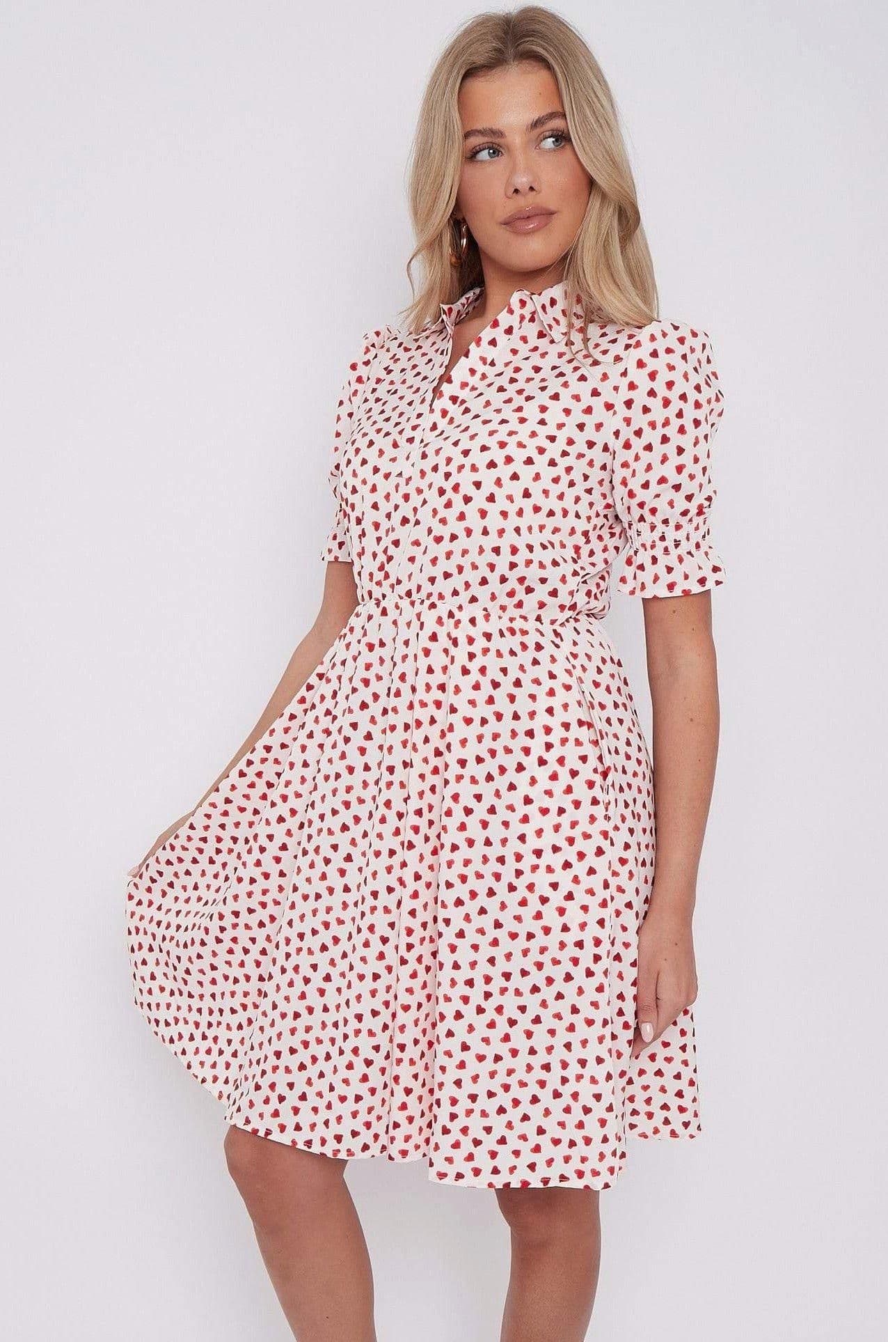 Heart Print Mini Dress