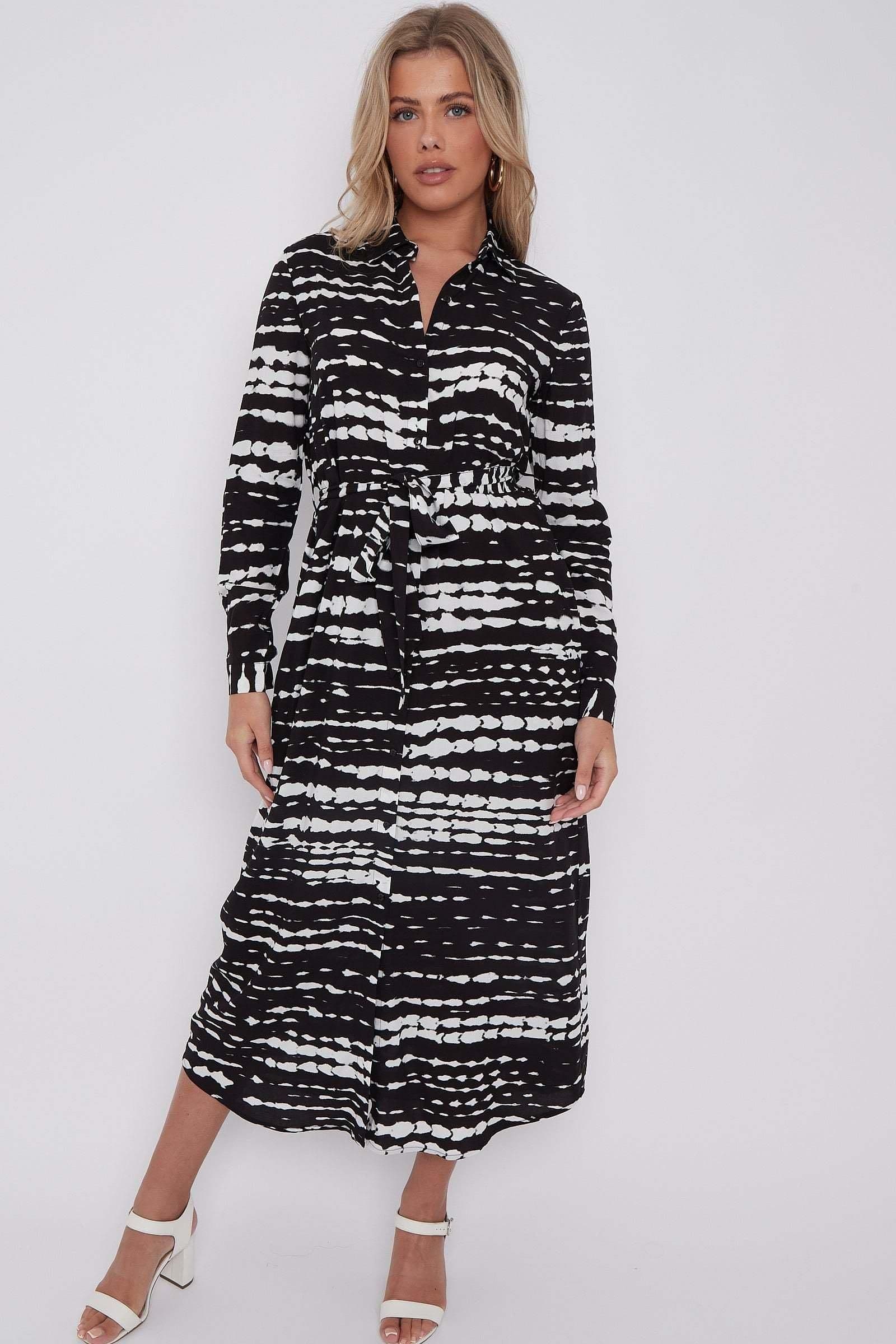 Tie Dye Print Maxi Shirt Dress