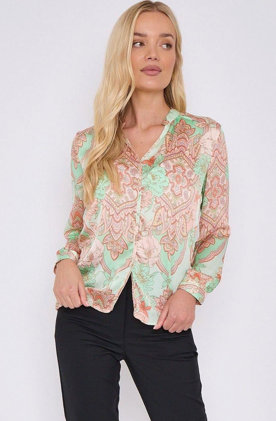 Paisley Print Crepe Satin Blouse