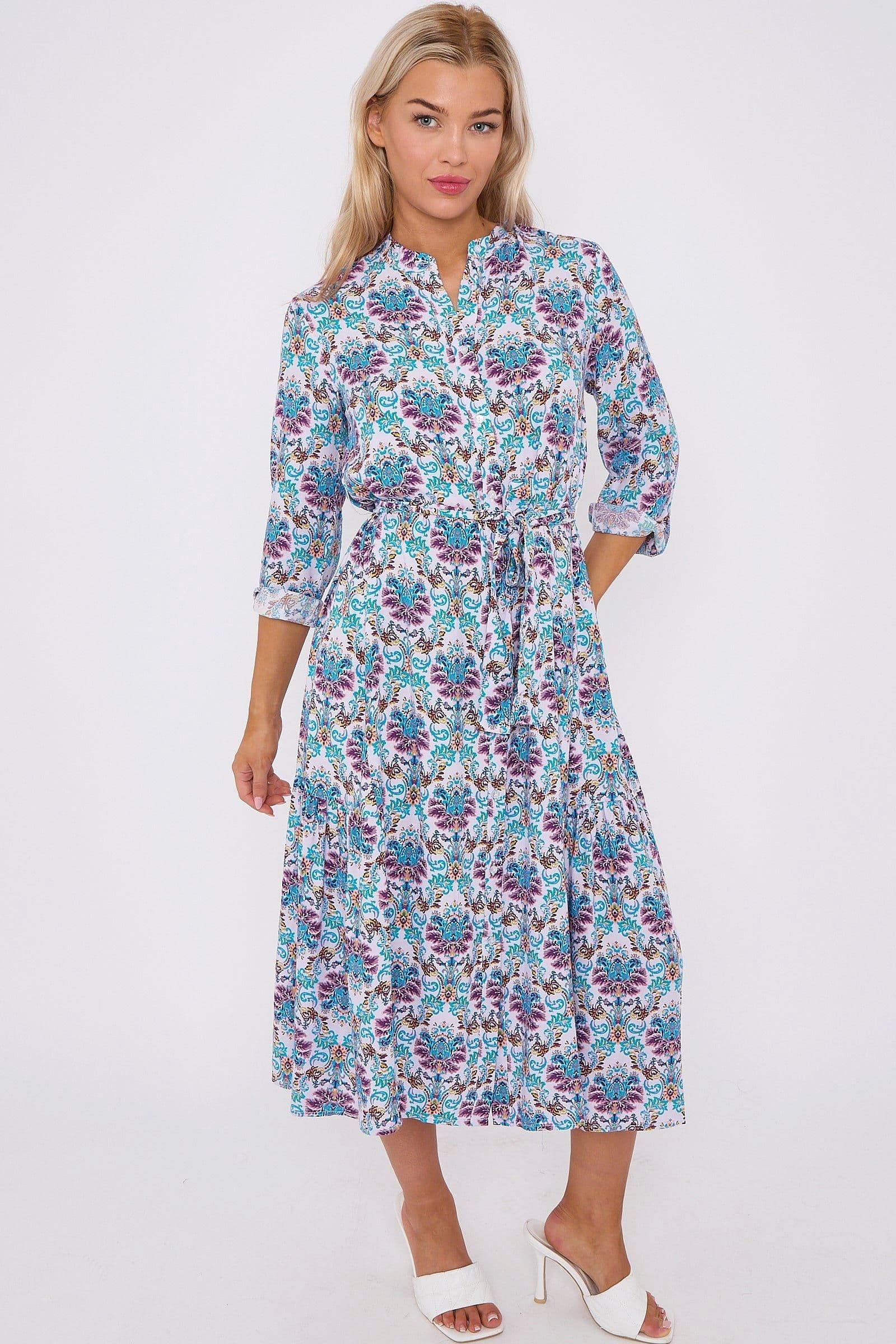 Bohemian Print Long Sleeve Midi Dress