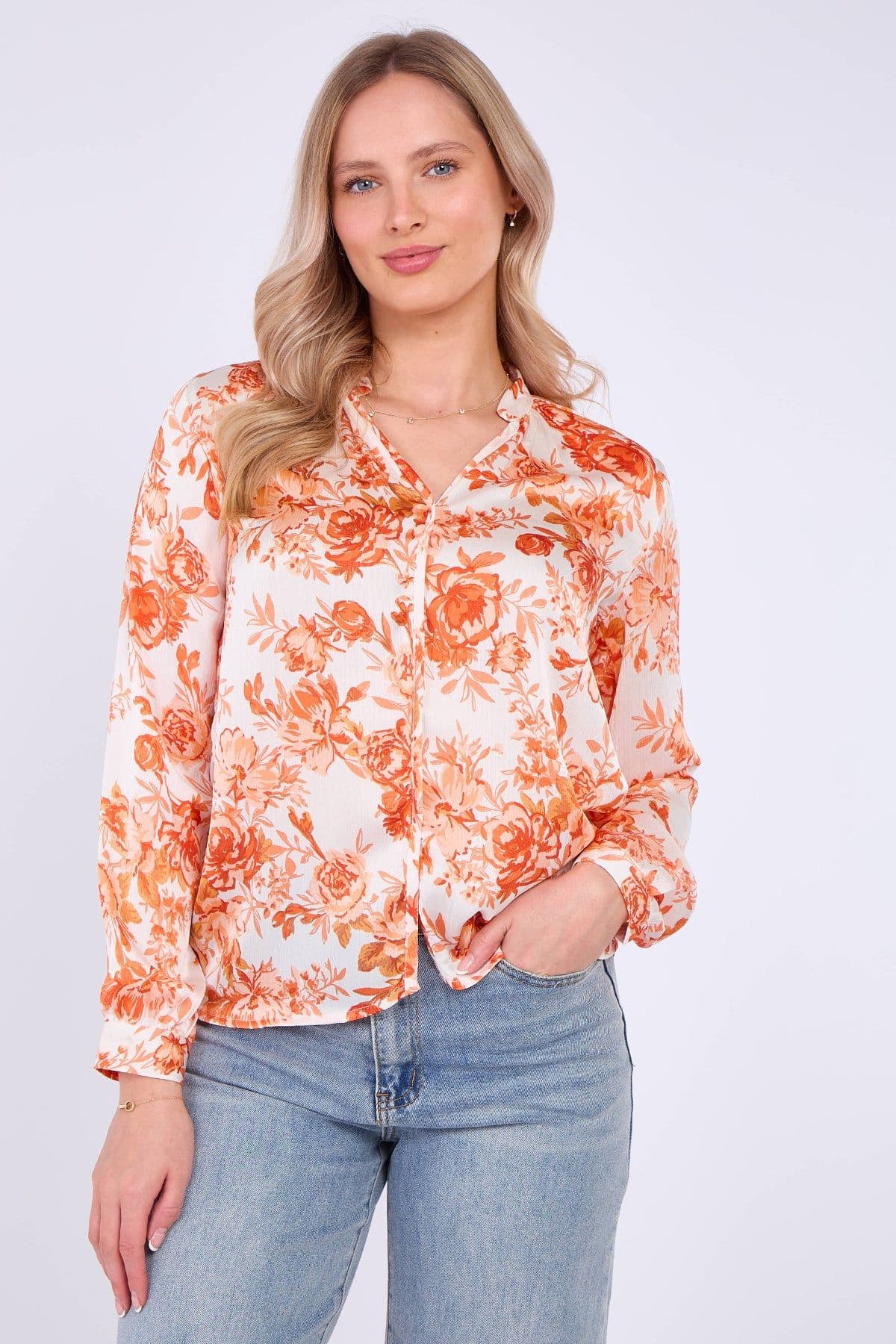 Floral Print Satin Blouse