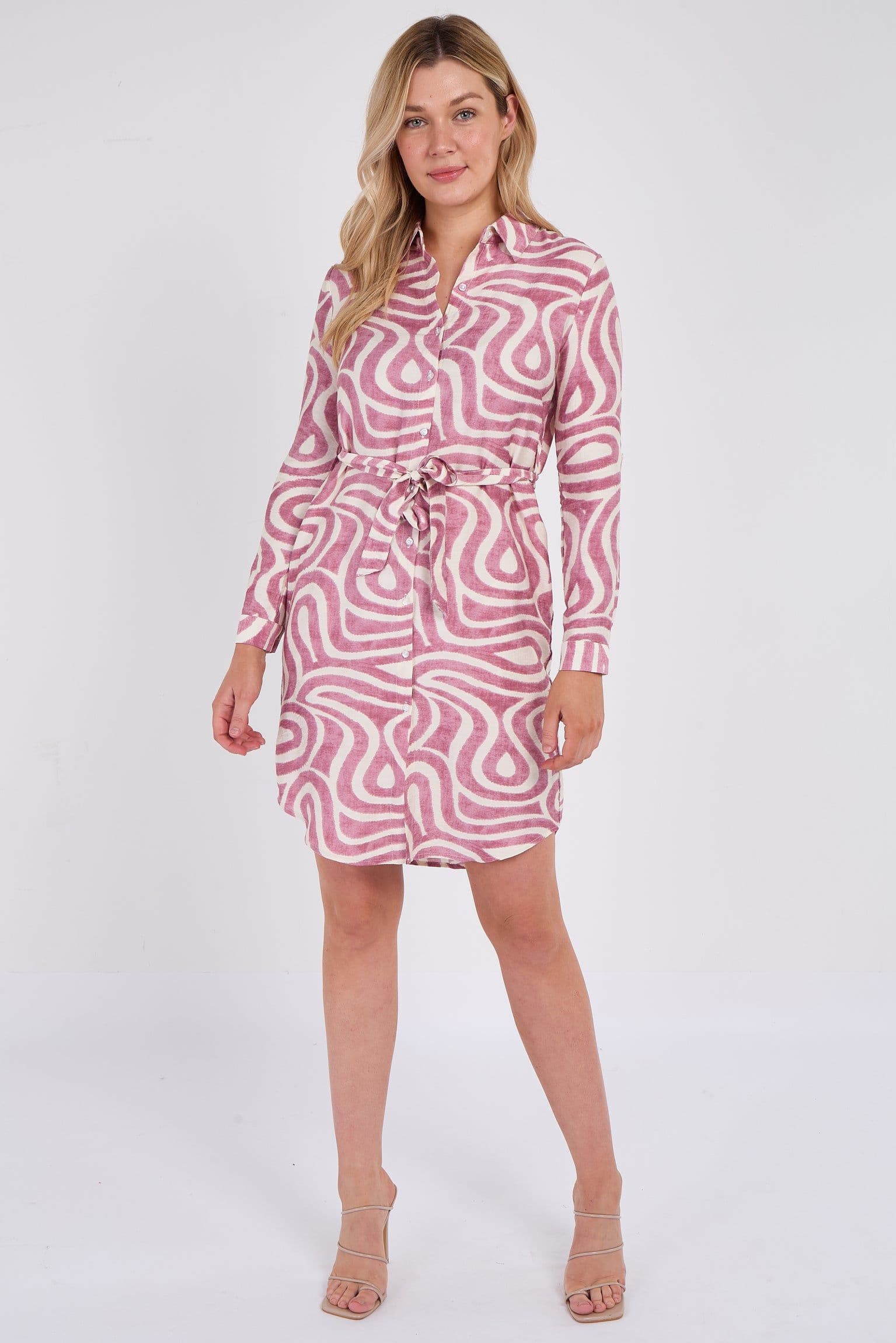 Twirl Print Mini Shirt Dress