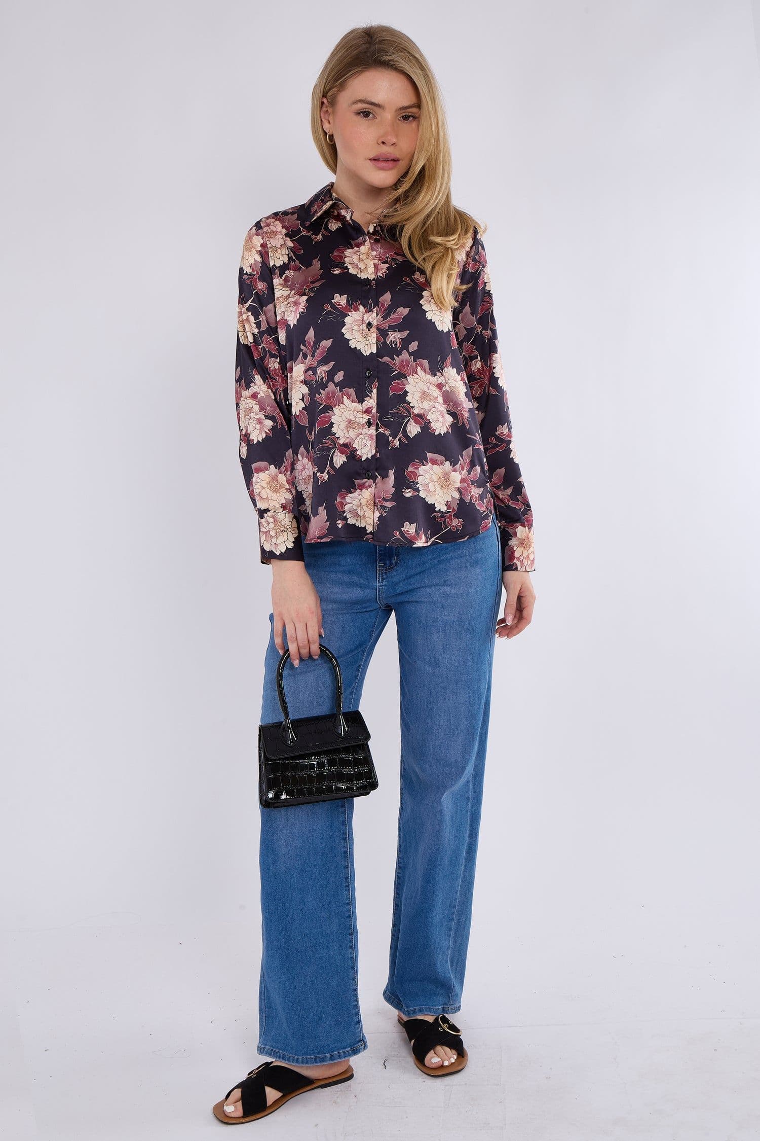 Floral Print Satin Shirt