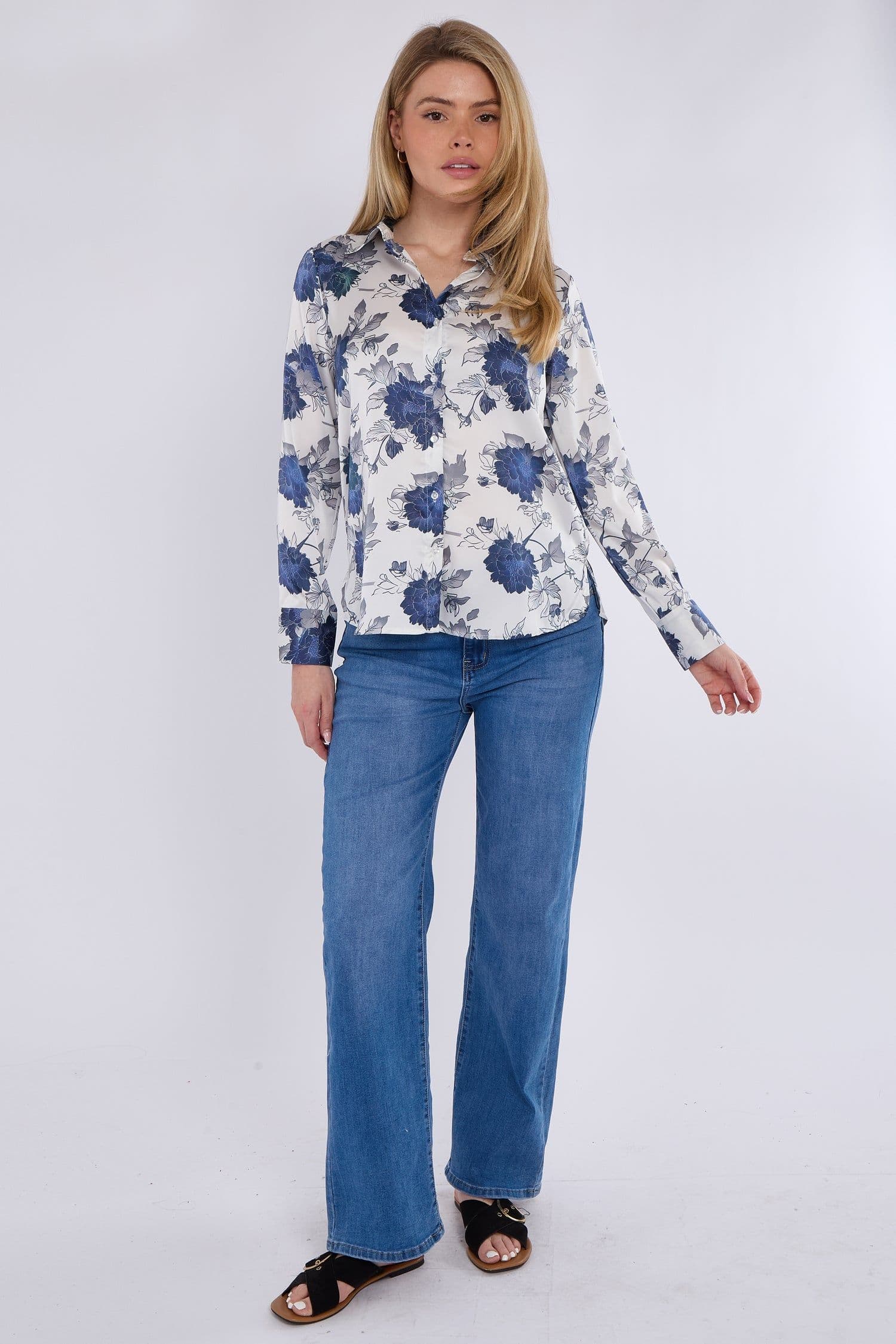 Floral Print Satin Shirt