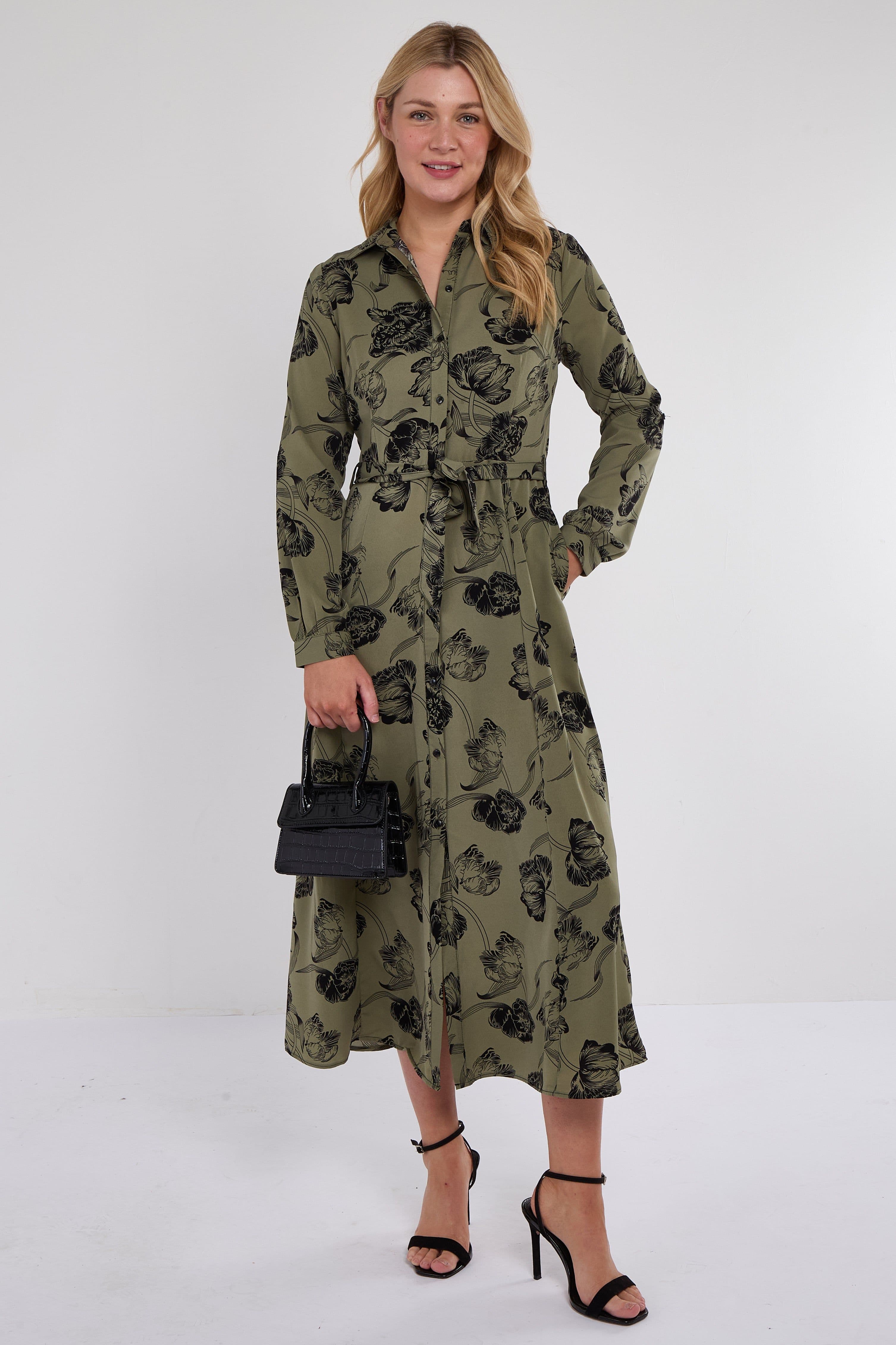 Floral Print Maxi Shirt Dress
