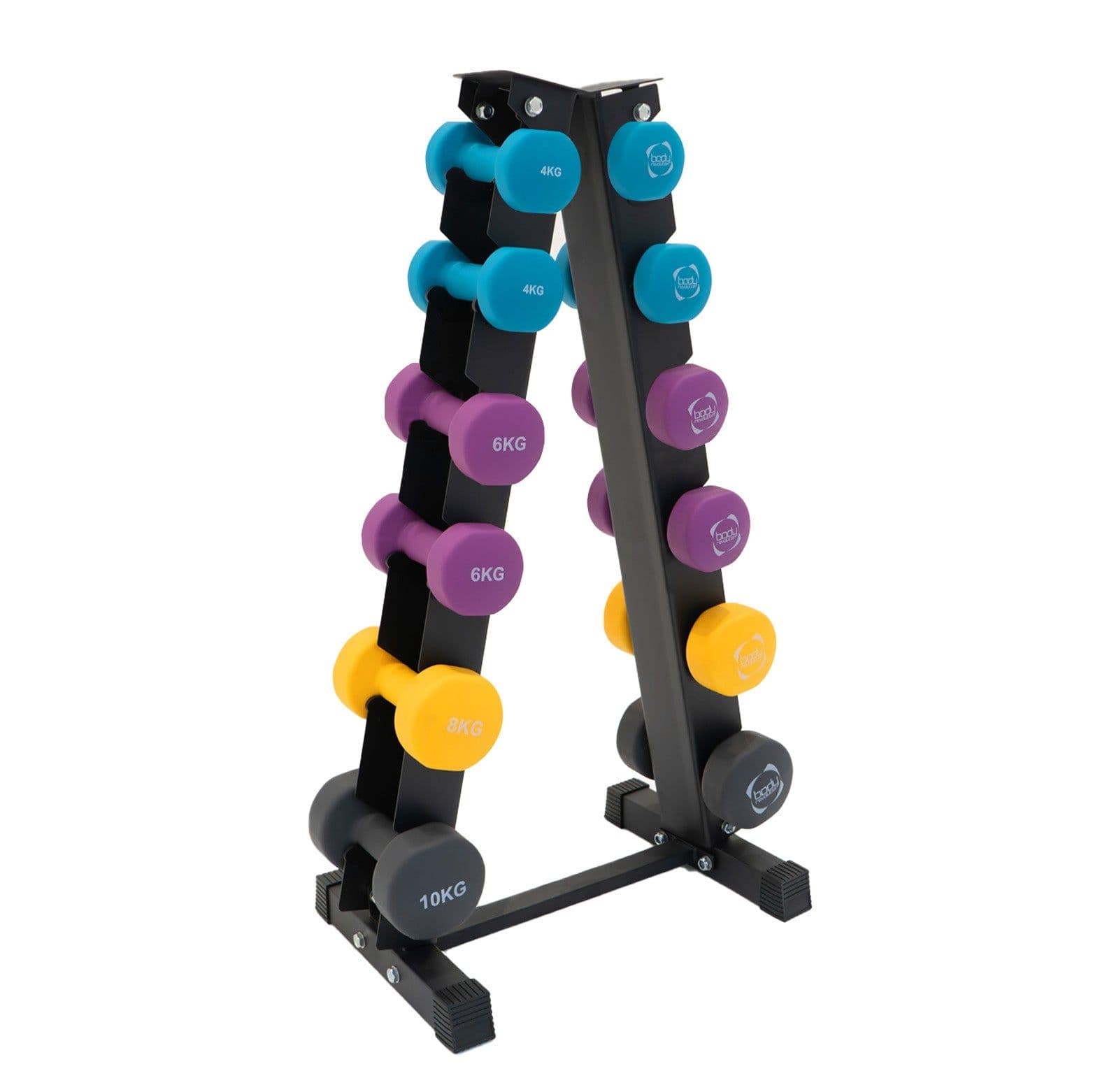 Neoprene Dumbbell Set 6 Tier Frame Rack 4 Fitness Workout Weights