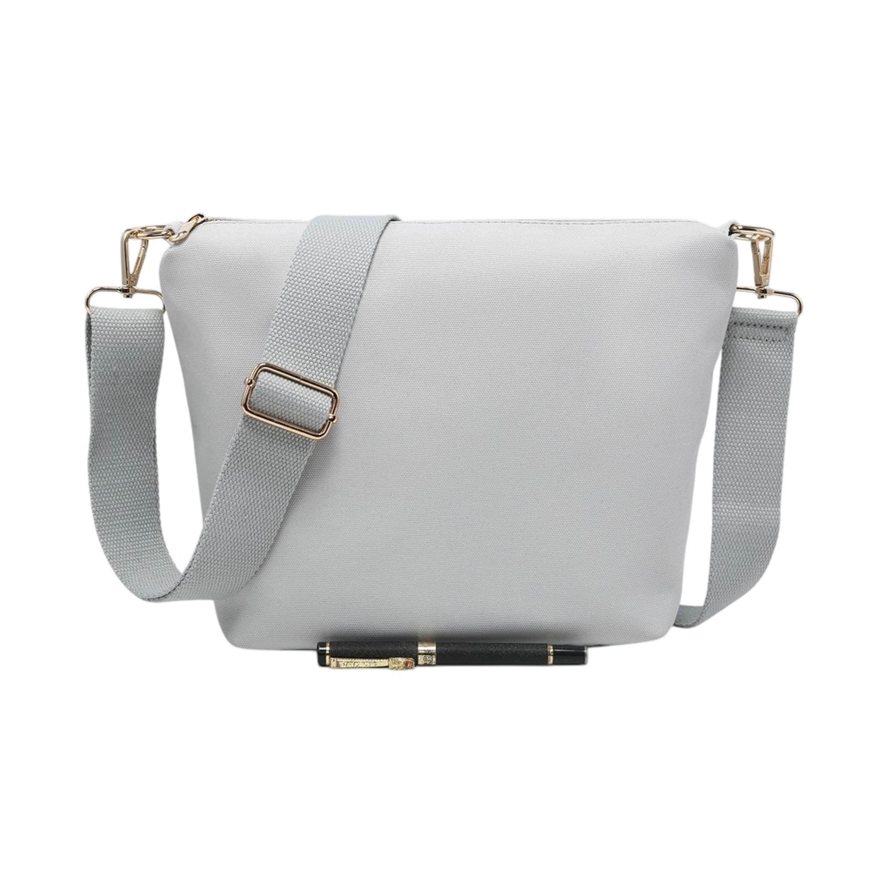 Sturdy Nylon Crossbody Pouch Bag Adjustable Strap Pale