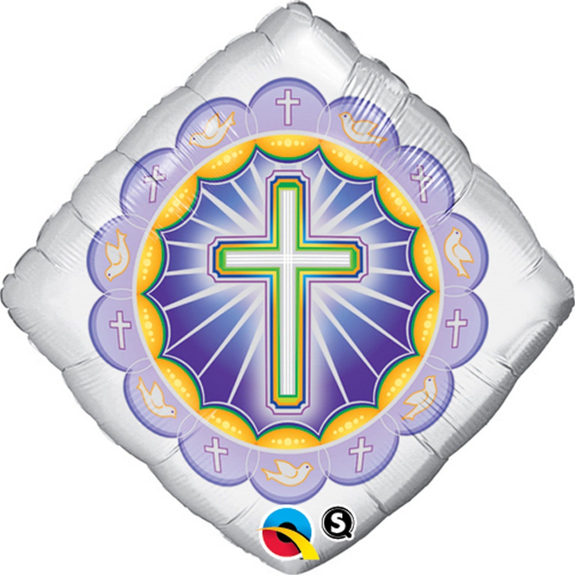 18 Inch Diamond Shaped Illuminated Cross Foil Balloon