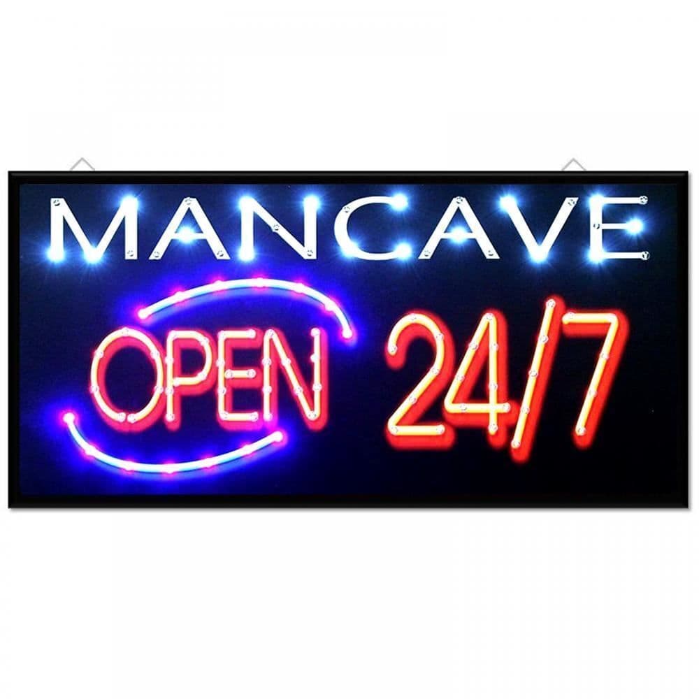Led Bar Sign Mancave Open 247 Pub Club Window Shop Display