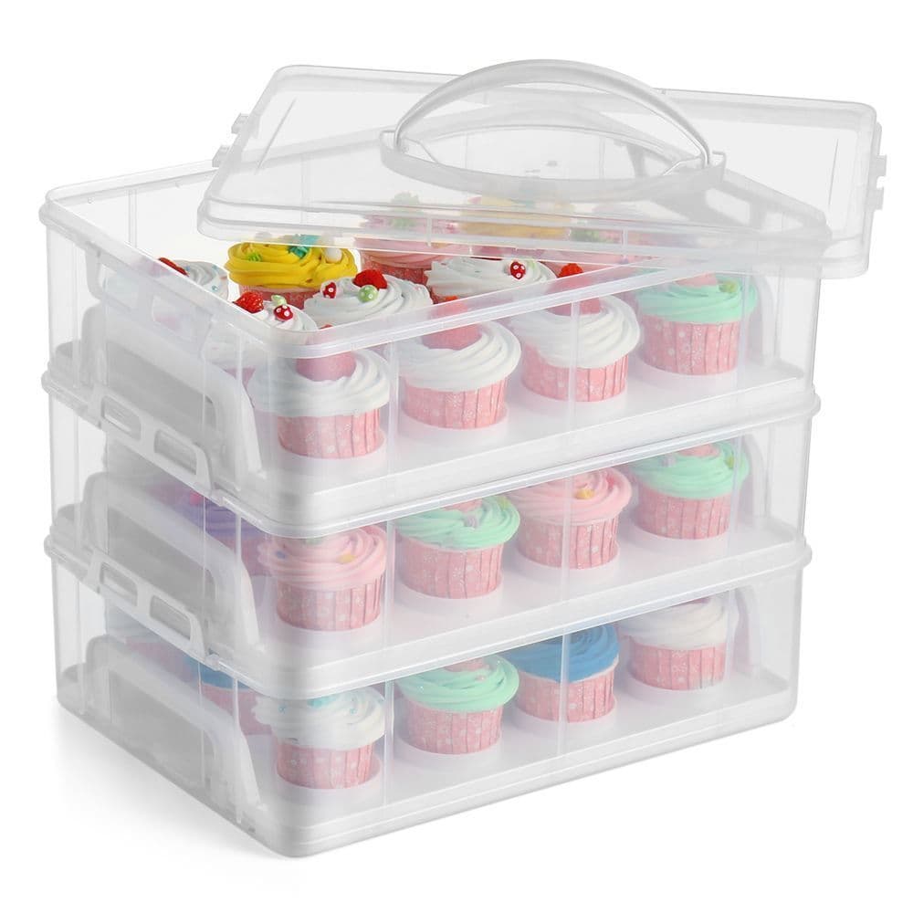 3 Tier Stackable Cupcake Plastic Carrier Box