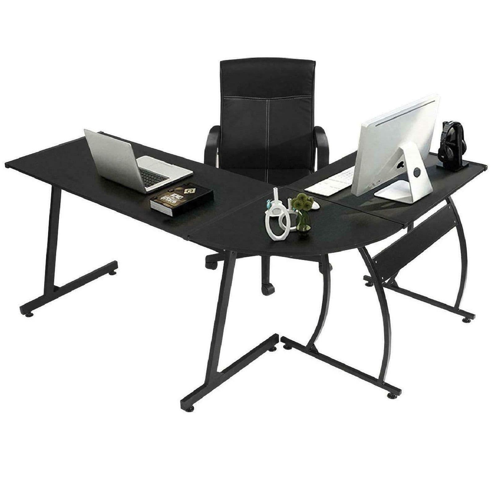 Wooden L Shape Computer Desk Office Workstation Corner Table