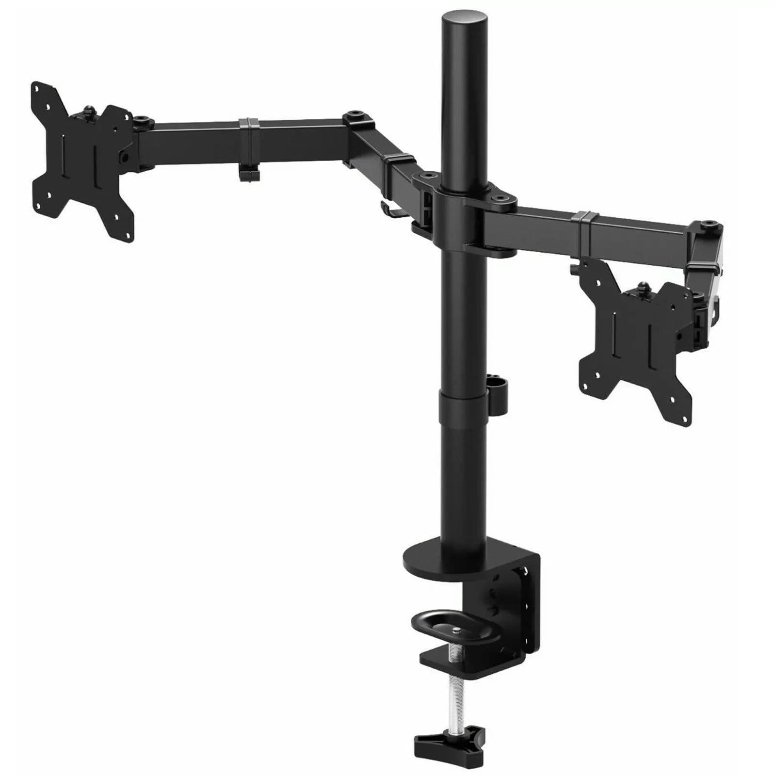 Double Twin Arm Desk Mount TV LCD Monitor Computer Screen Bracket Dual 13" 27"